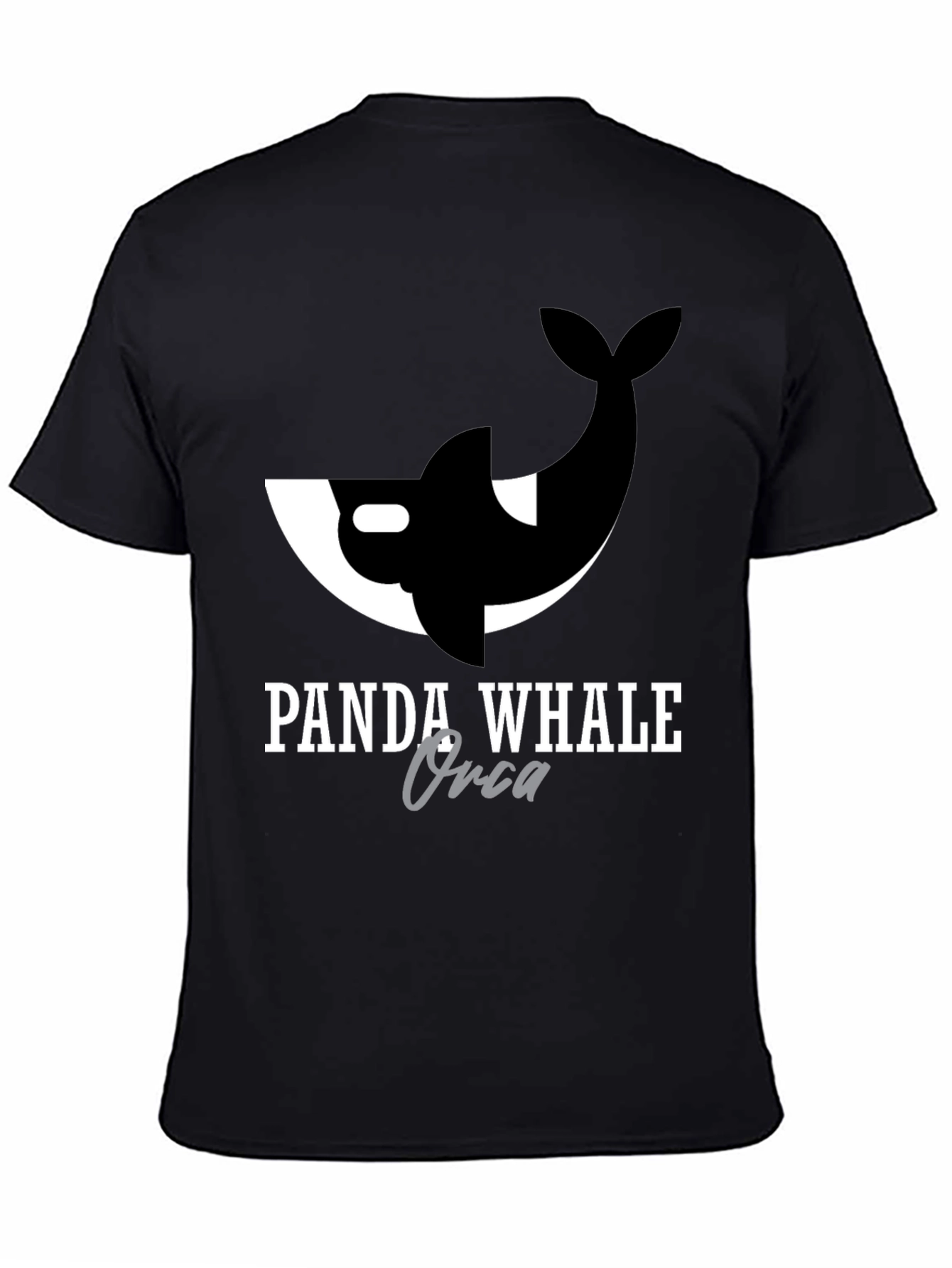 Panda Whale Orca Graphic Tee - Black Cotton T-Shirt