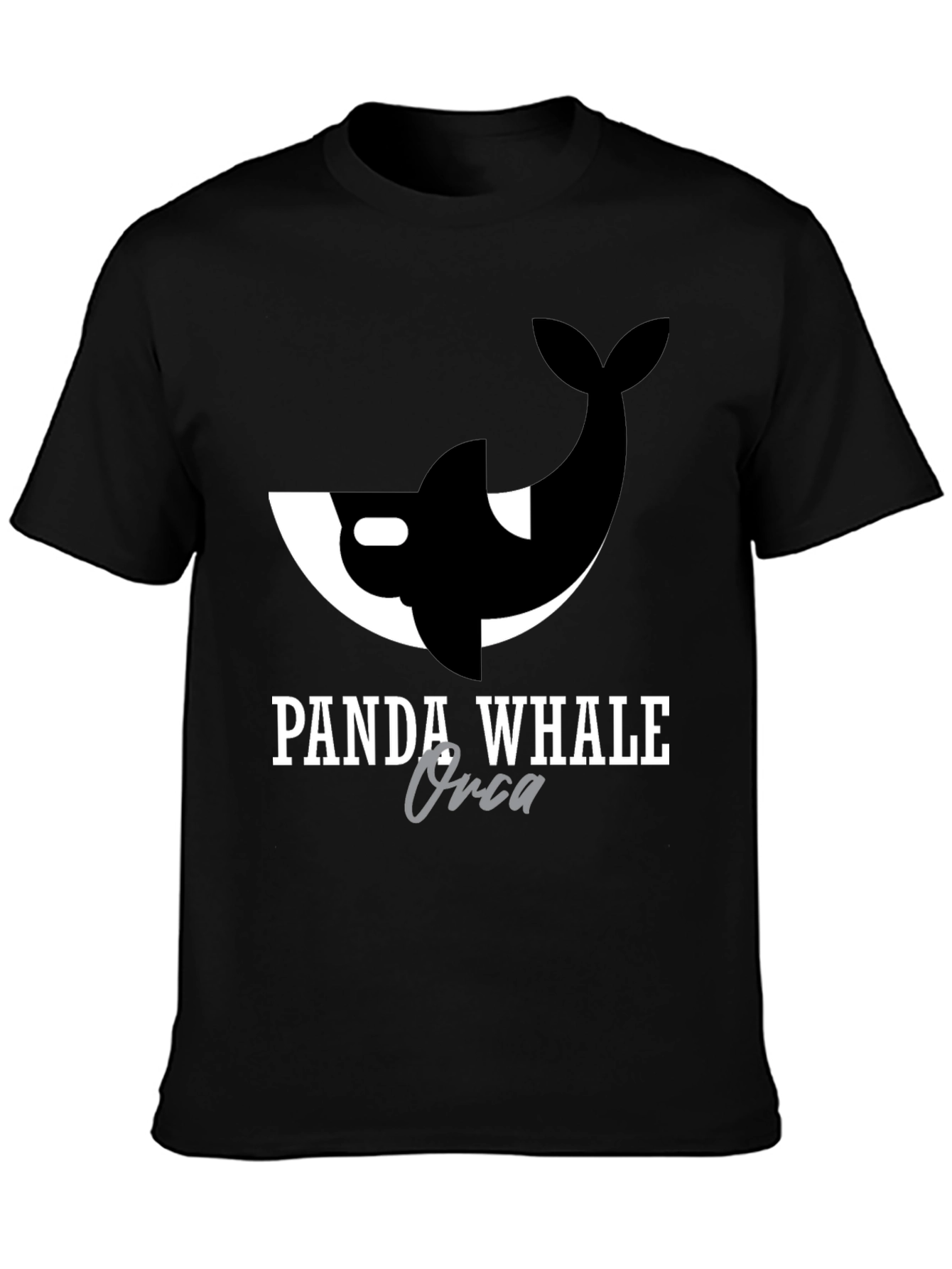 Panda Whale Orca Graphic Tee - Black Cotton T-Shirt