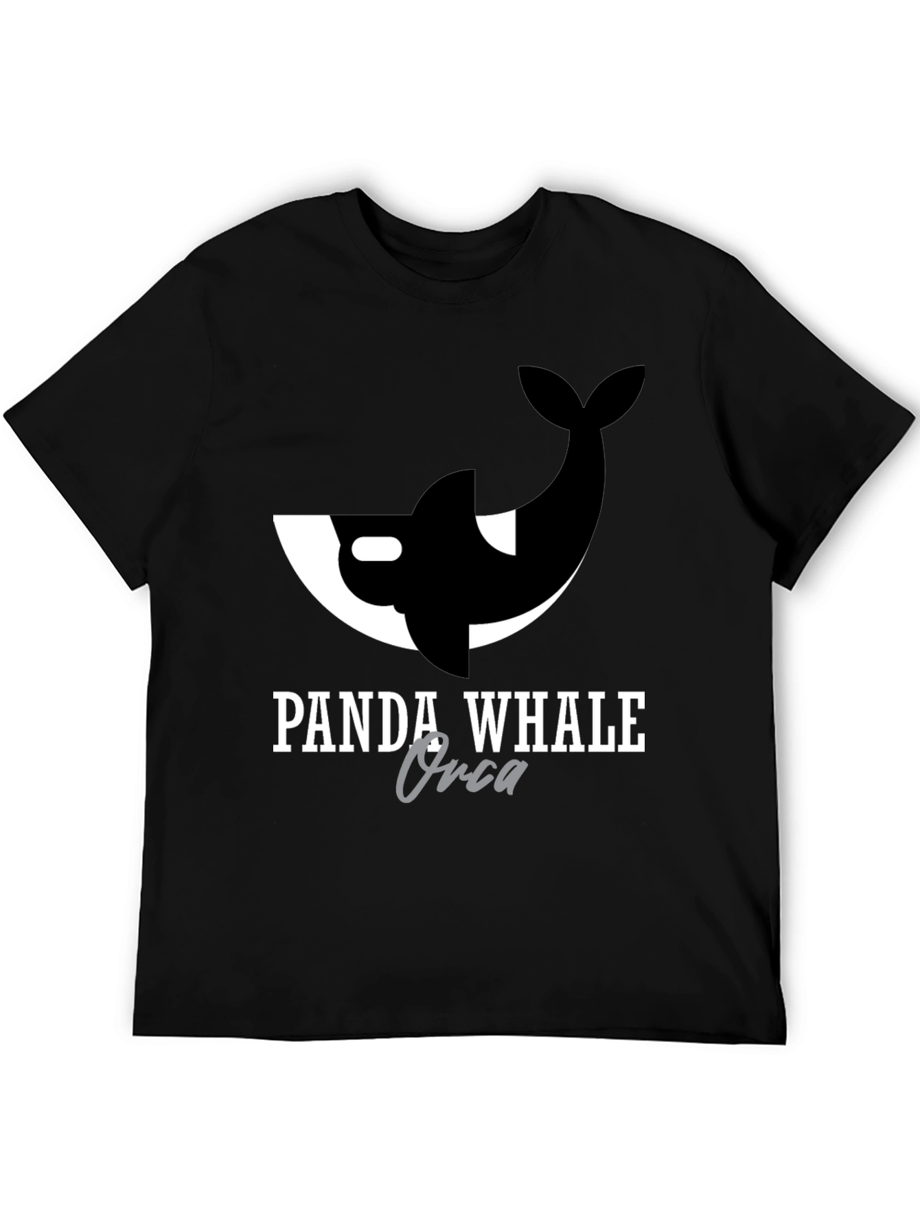 Panda Whale Orca Graphic Tee - Black Cotton T-Shirt