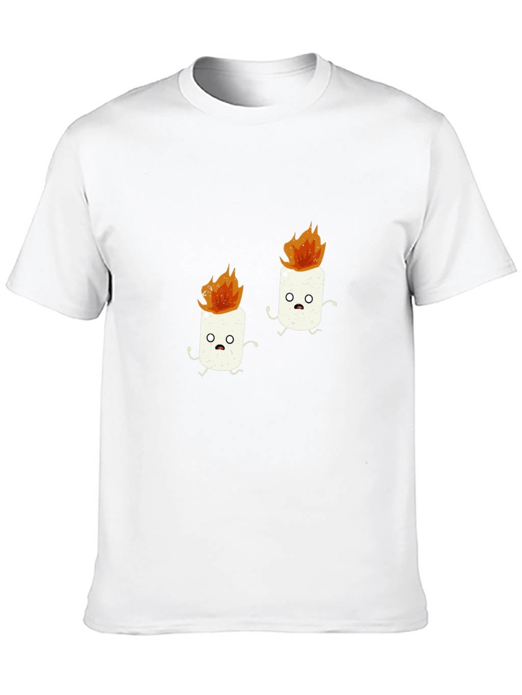 Funny Marshmallow Fire Graphic Black T-Shirt