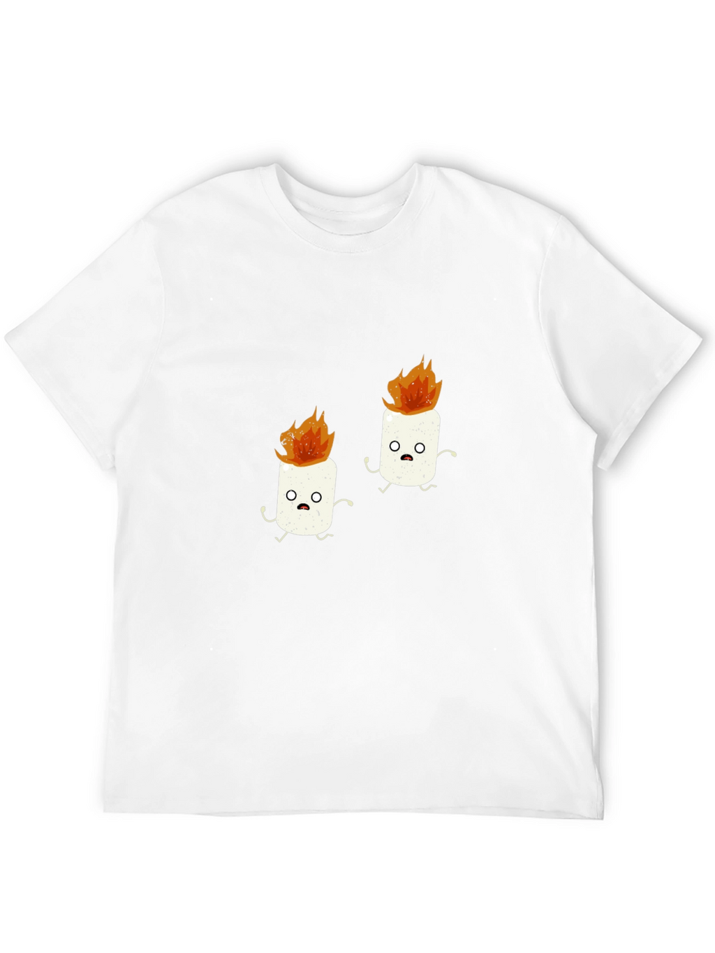 Funny Marshmallow Fire Graphic Black T-Shirt