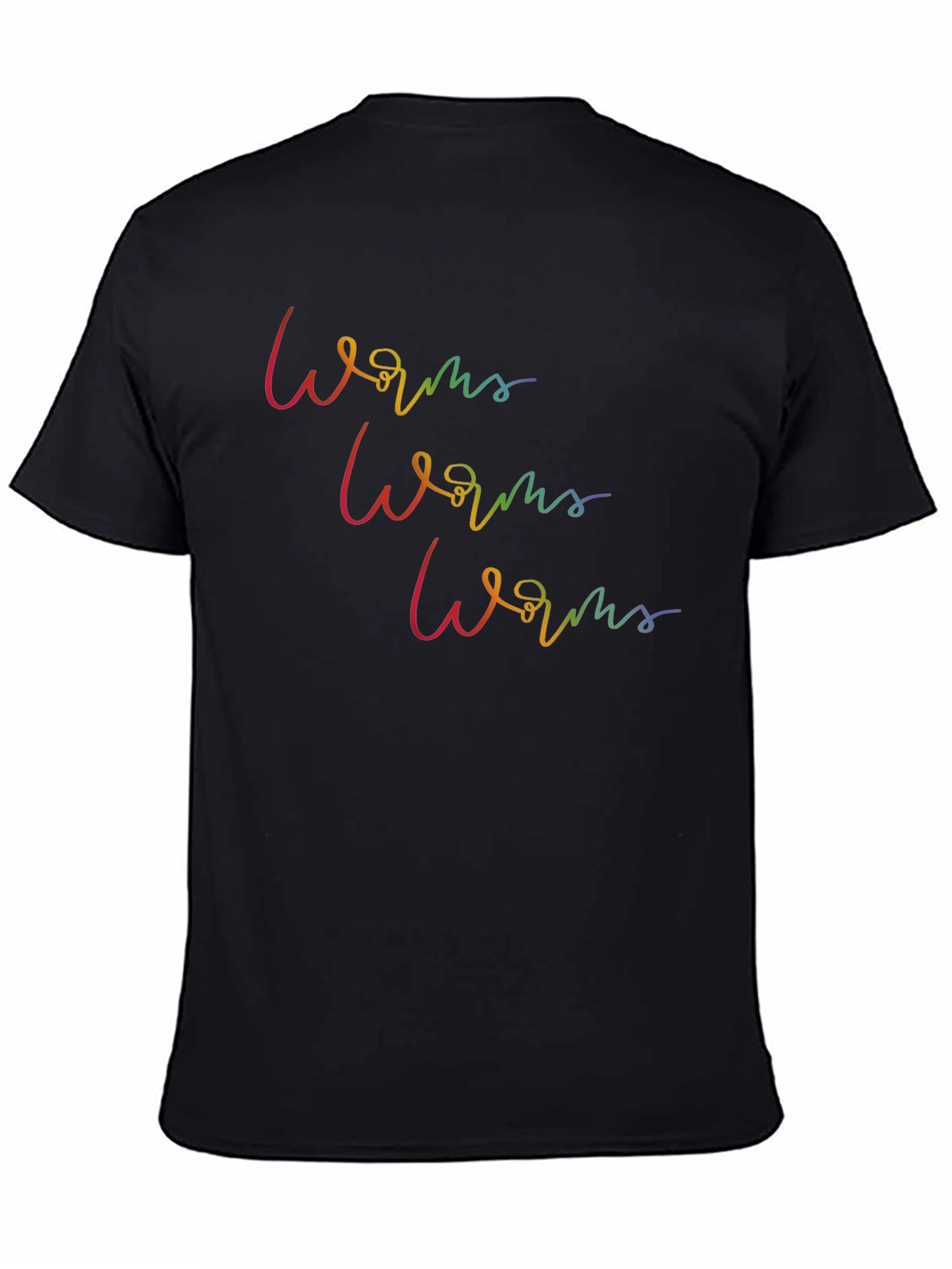Rainbow Worms Graphic Tee - Black Cotton T-Shirt