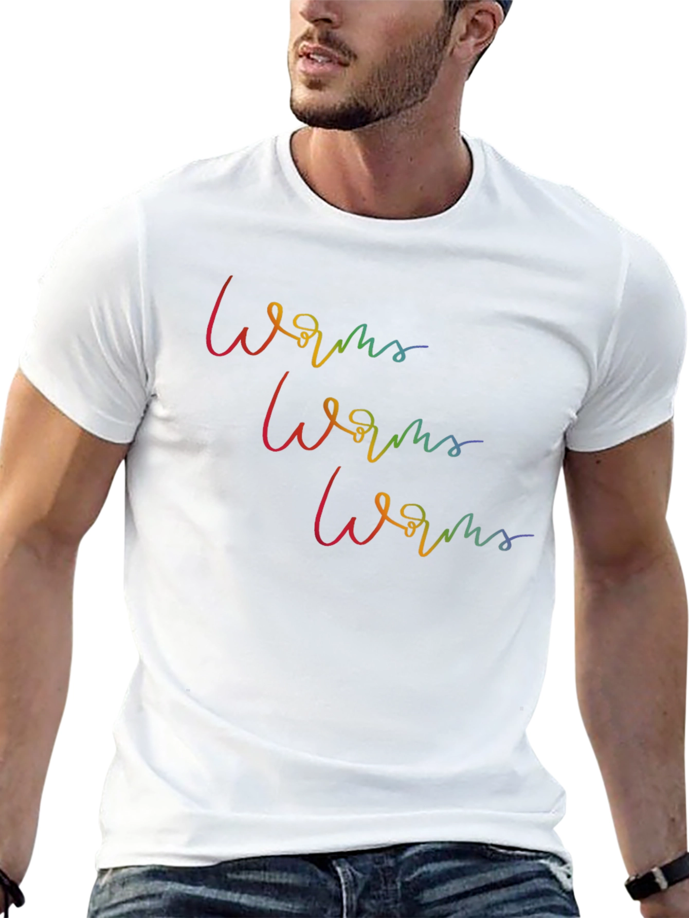 Rainbow Worms Graphic Tee - Black Cotton T-Shirt