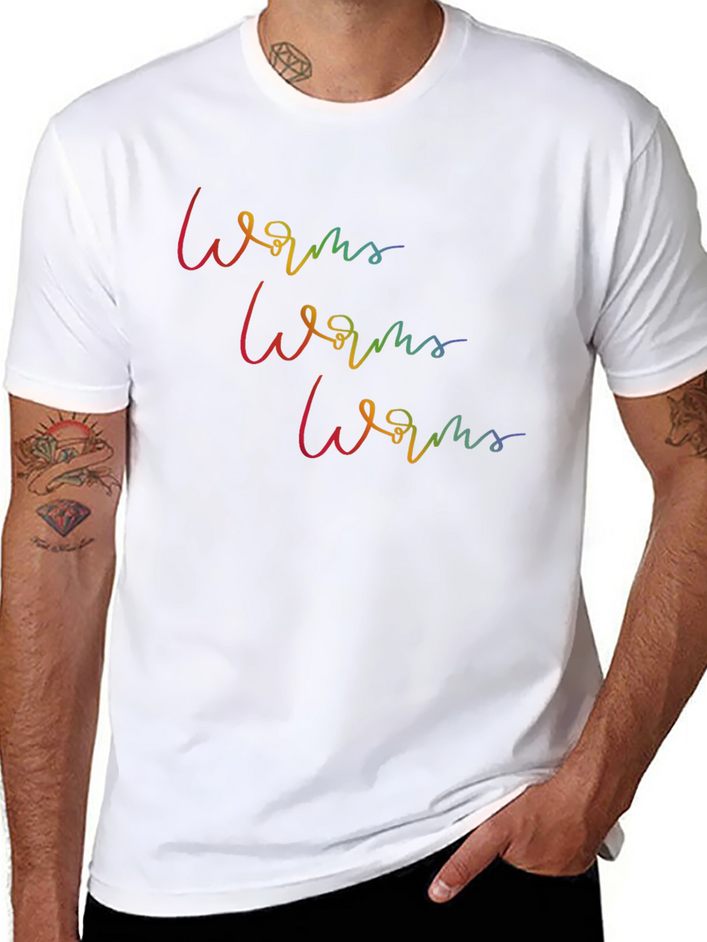 Rainbow Worms Graphic Tee - Black Cotton T-Shirt