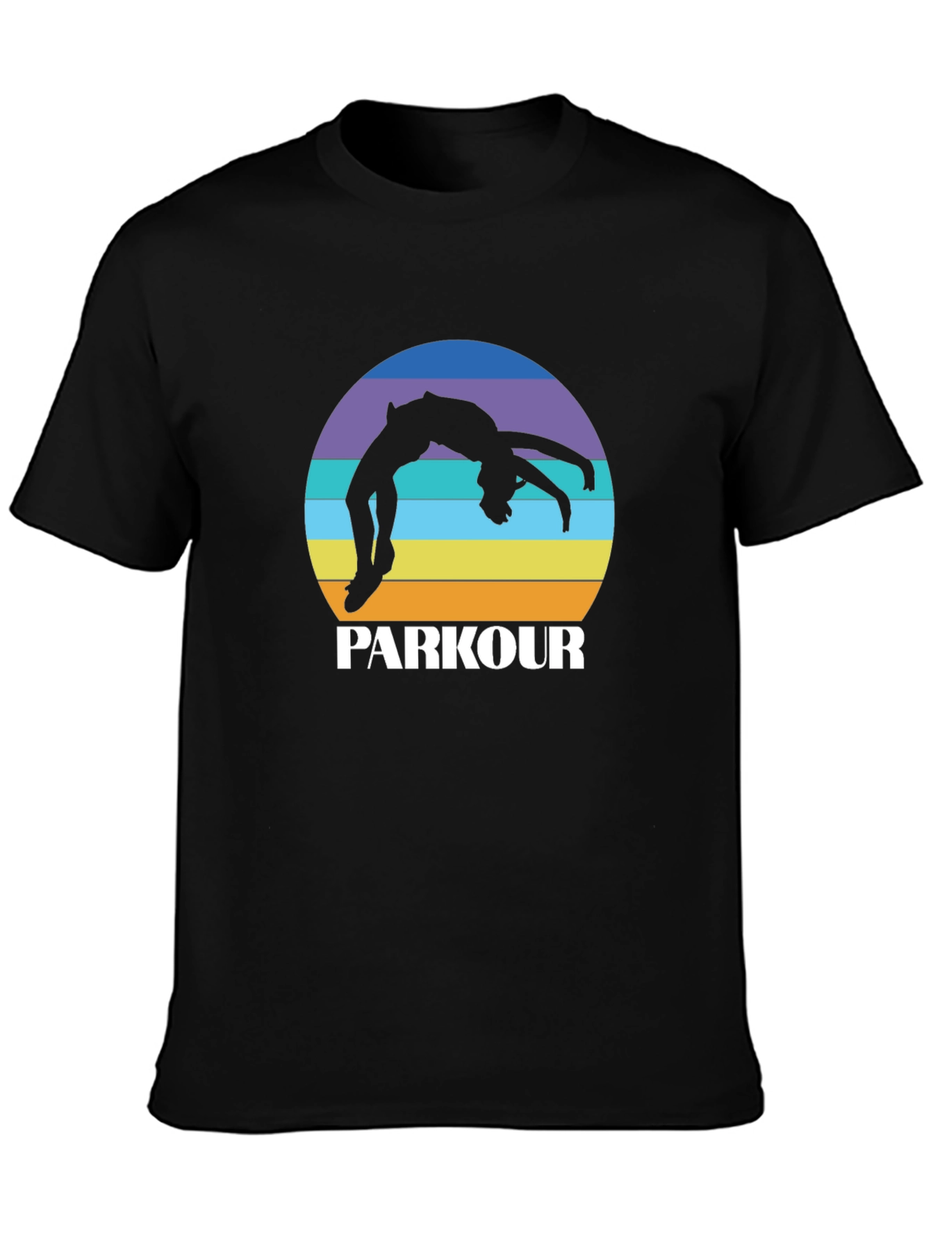 Parkour Silhouette Tee - Retro Sunset Design