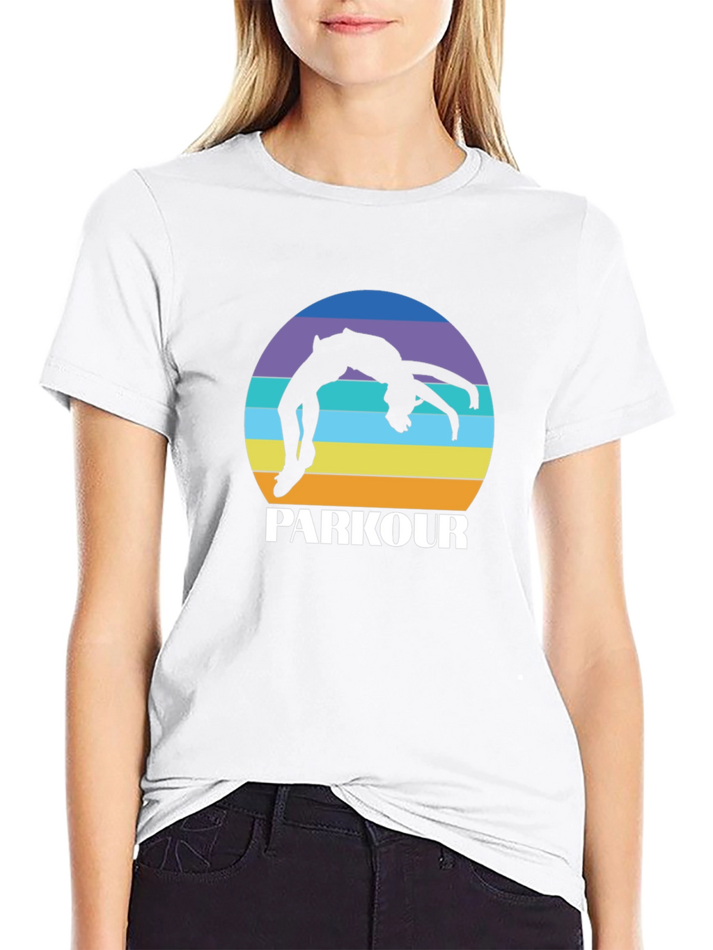 Parkour Silhouette Tee - Retro Sunset Design