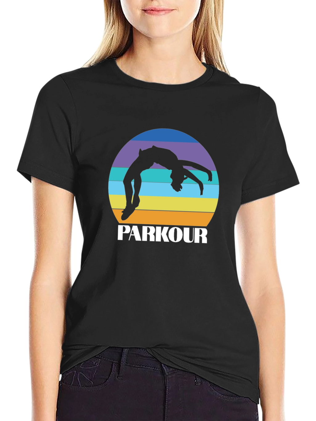 Parkour Silhouette Tee - Retro Sunset Design