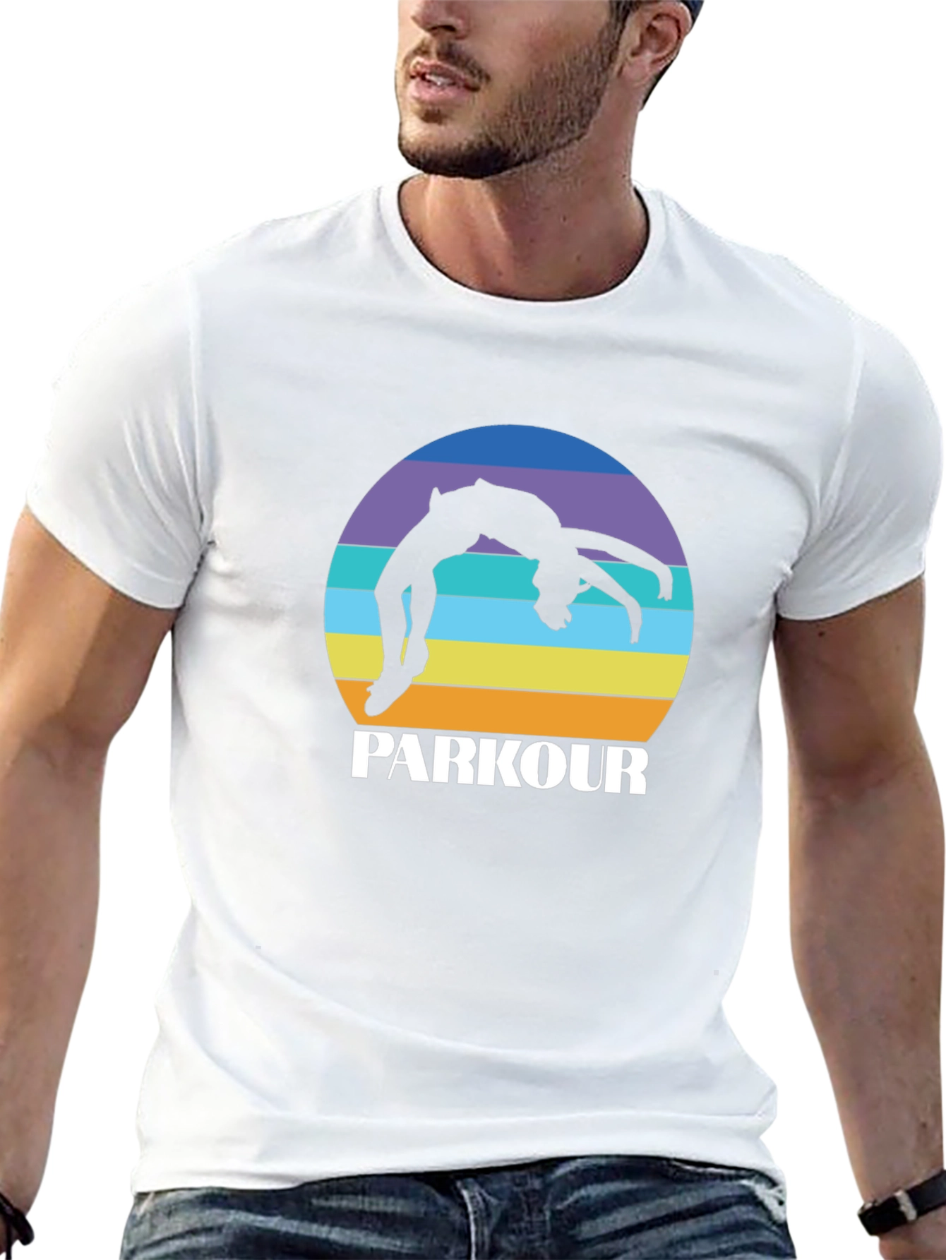 Parkour Silhouette Tee - Retro Sunset Design