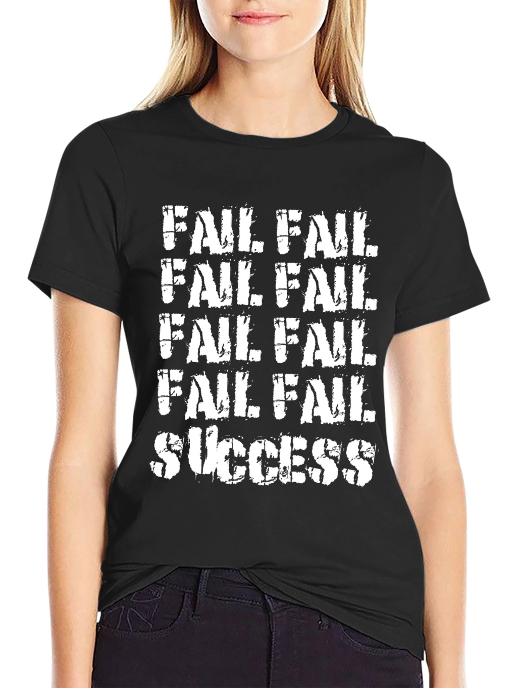 Fail Fail Fail Success Graphic Tee - Black T-Shirt