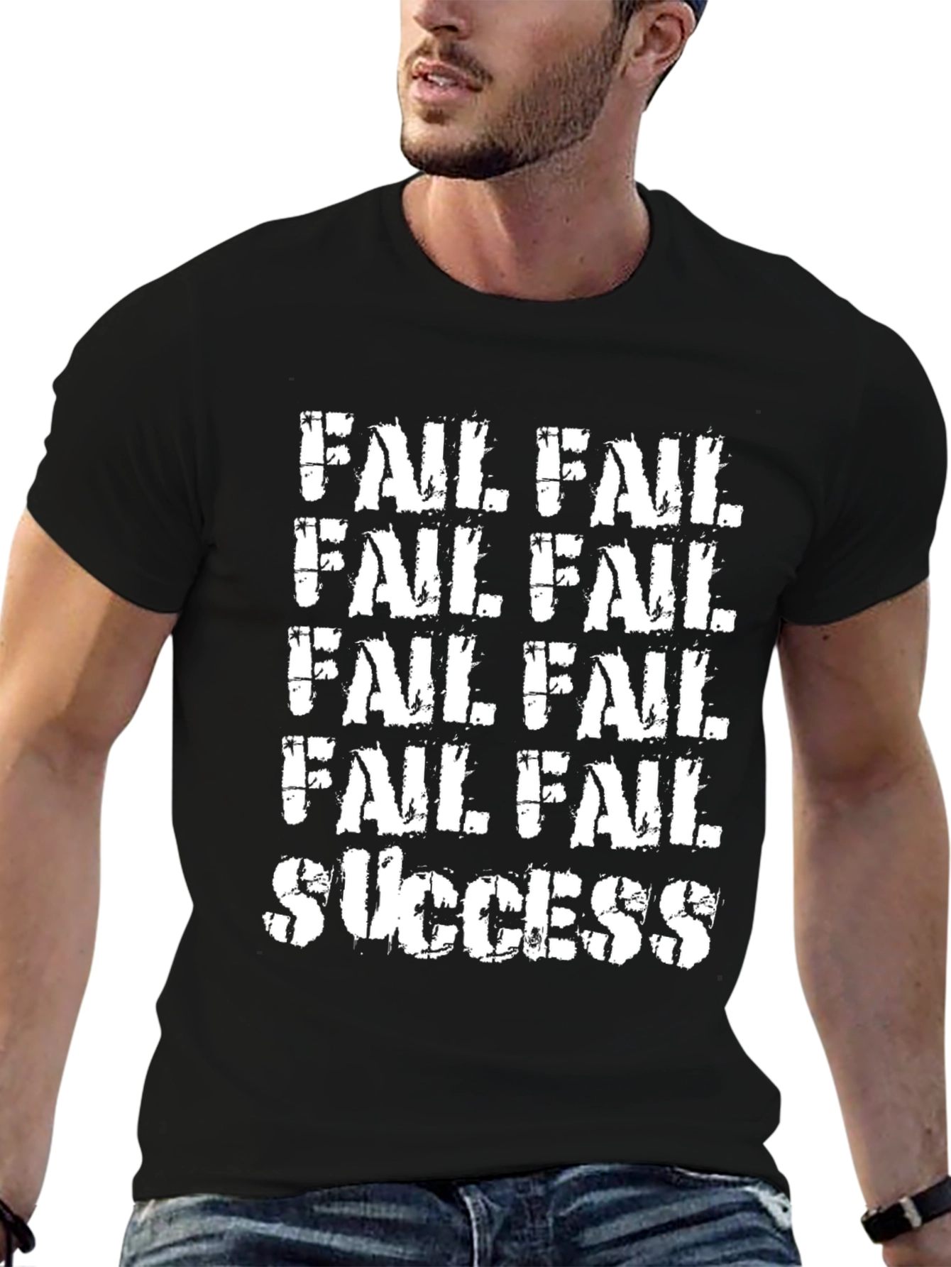 Fail Fail Fail Success Graphic Tee - Black T-Shirt