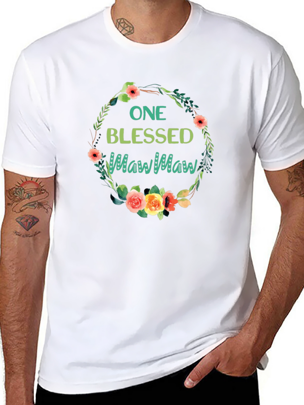 Blessed MawMaw Floral Wreath T-Shirt