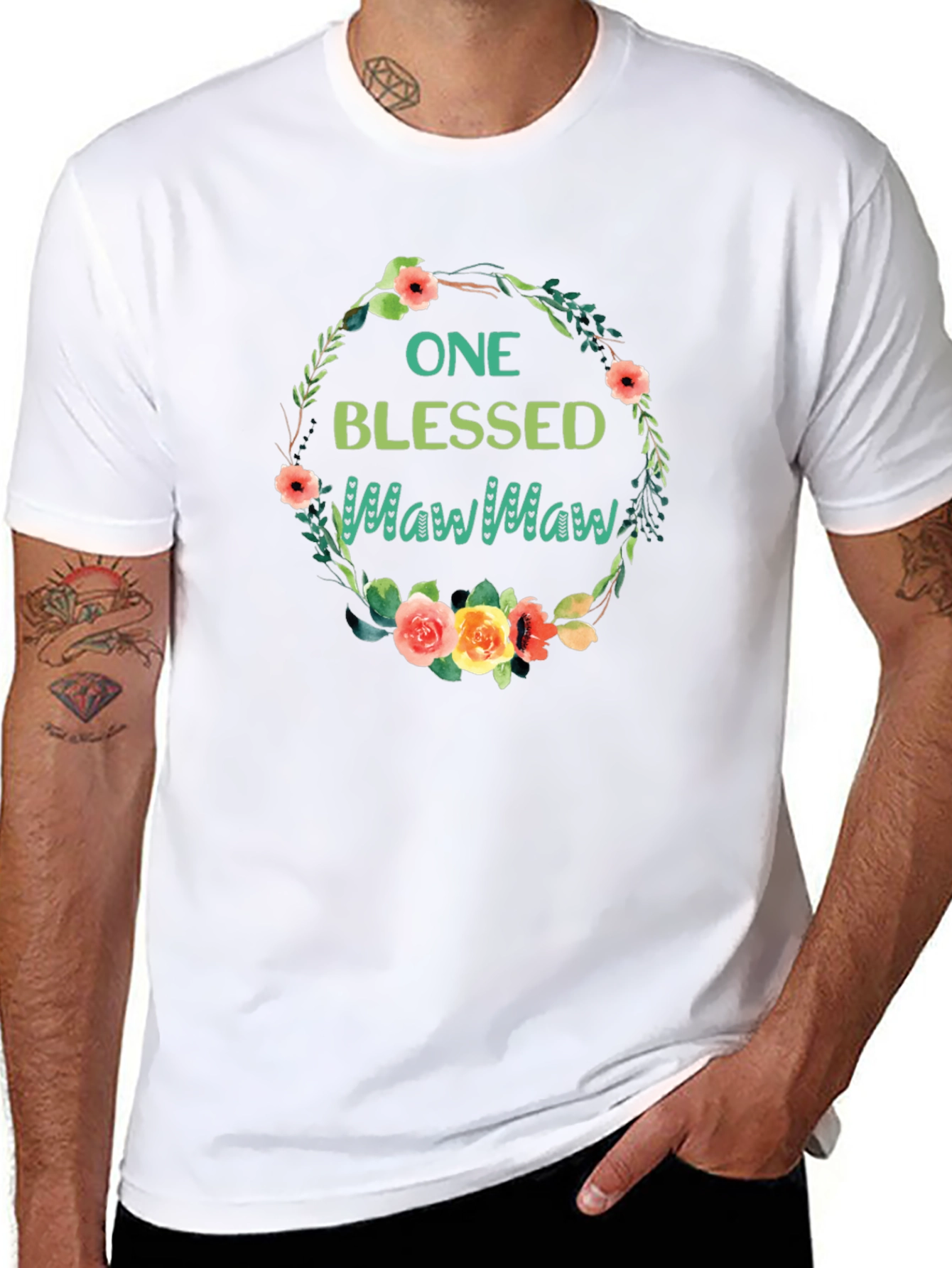 Blessed MawMaw Floral Wreath T-Shirt