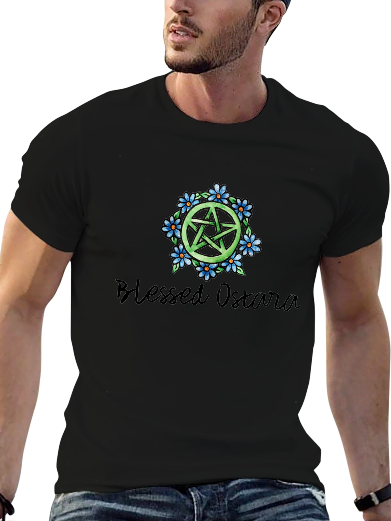 Blessed Ostara Pentacle T-Shirt - Black