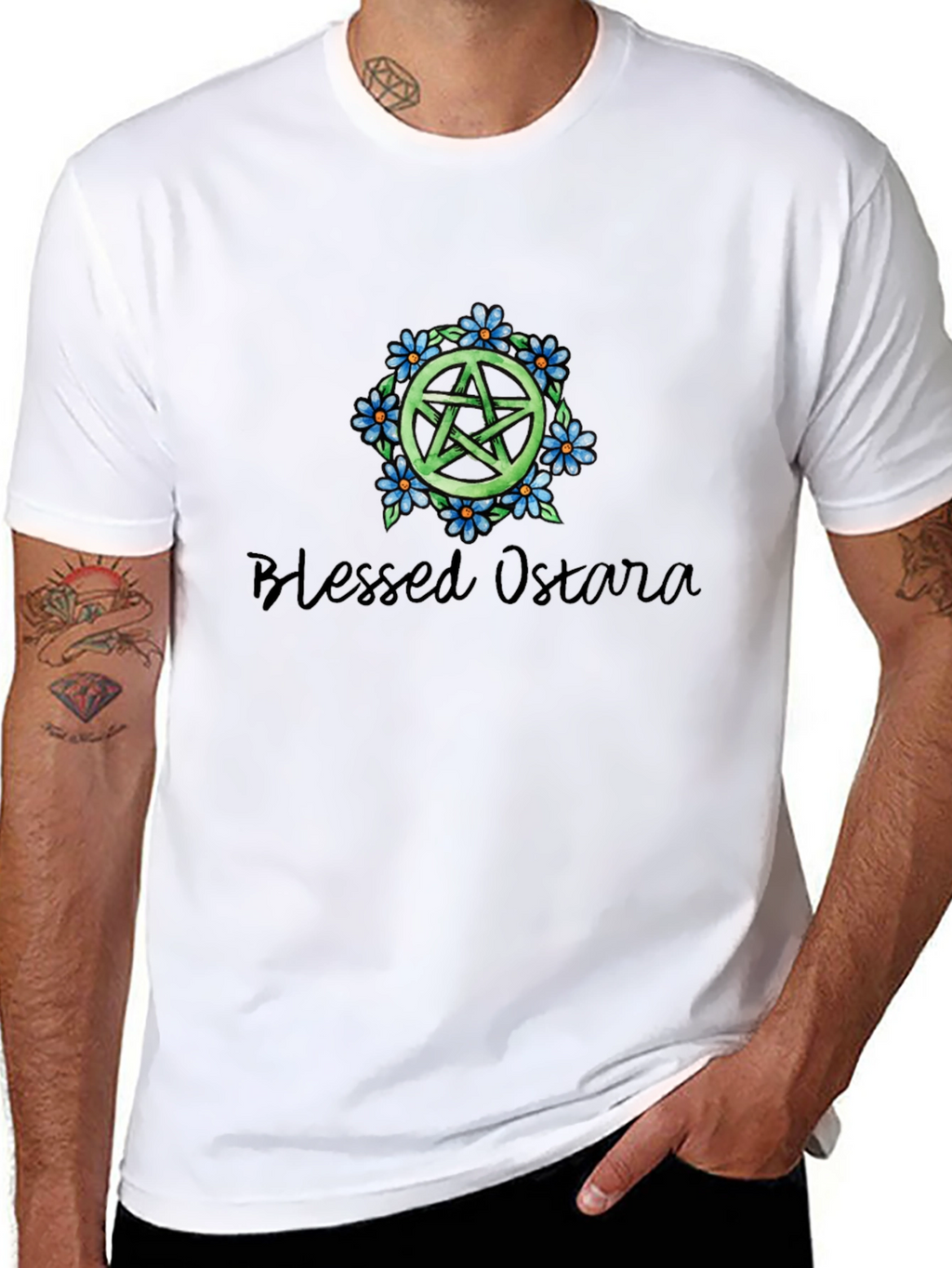 Blessed Ostara Pentacle T-Shirt - Black