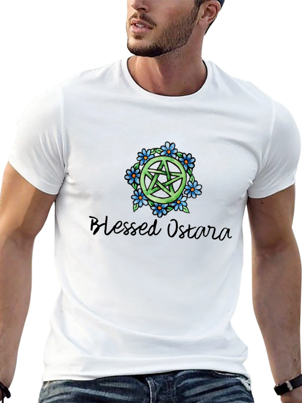 Blessed Ostara Pentacle T-Shirt - Black