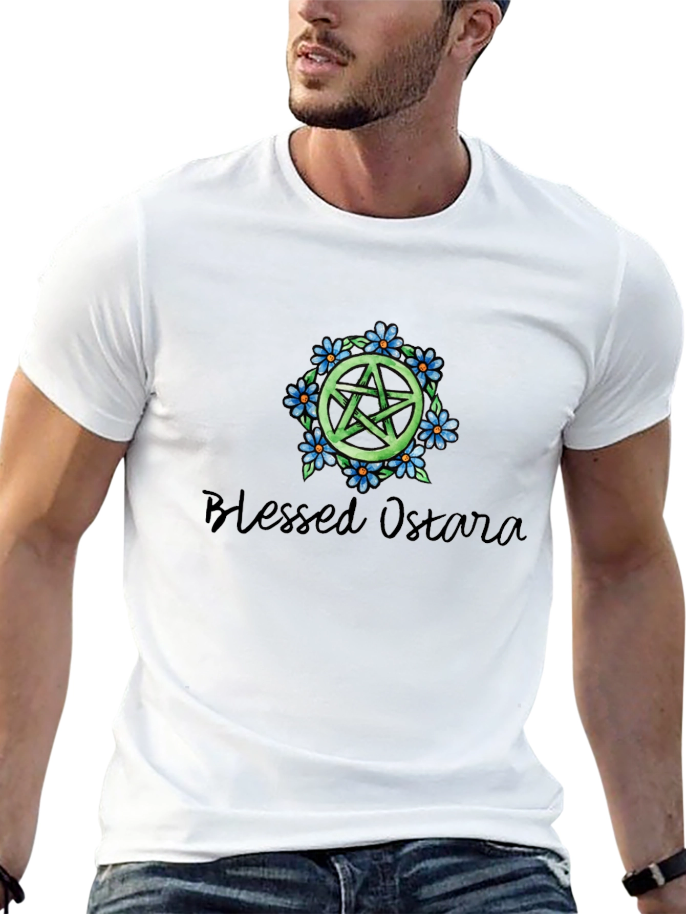 Blessed Ostara Pentacle T-Shirt - Black