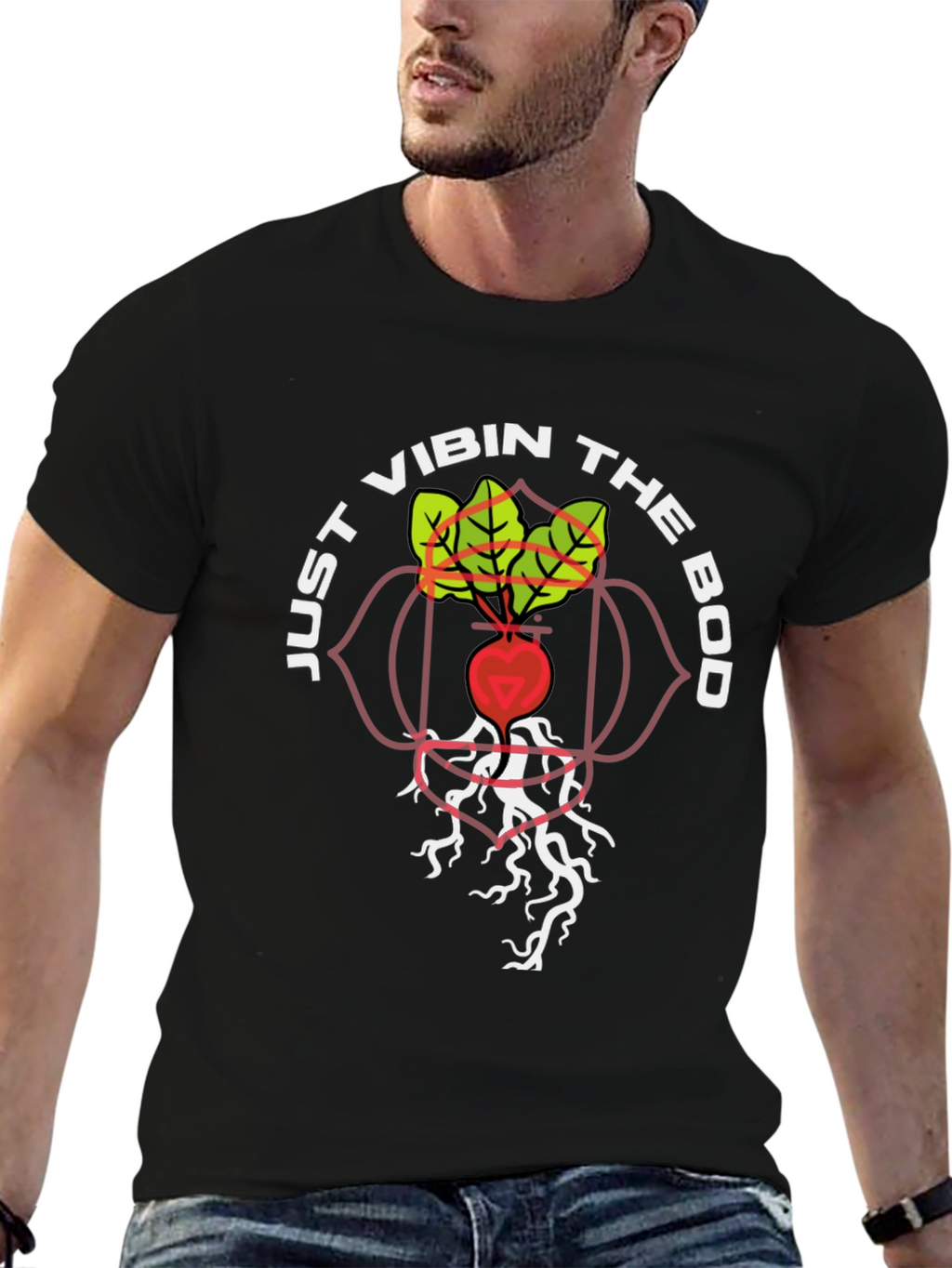 Vibin the Bod T-Shirt - Root Chakra Design