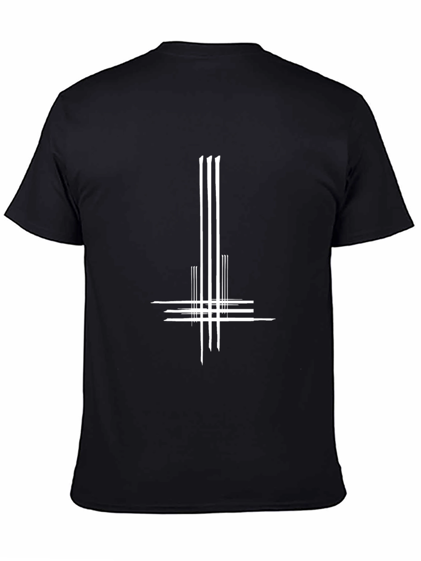 Black T-Shirt with White Inverted Cross Graphic