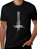 Black T-Shirt with White Inverted Cross Graphic