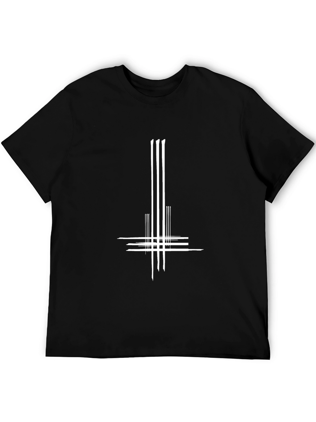 Black T-Shirt with White Inverted Cross Graphic