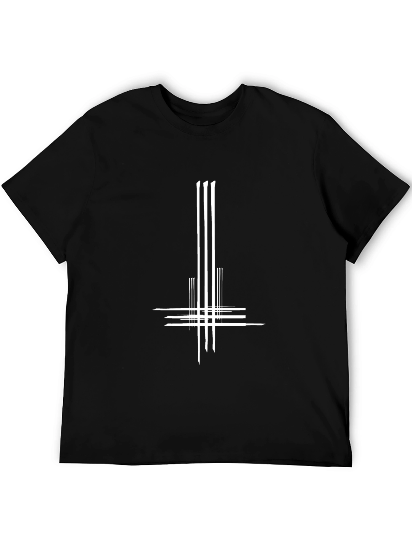 Black T-Shirt with White Inverted Cross Graphic