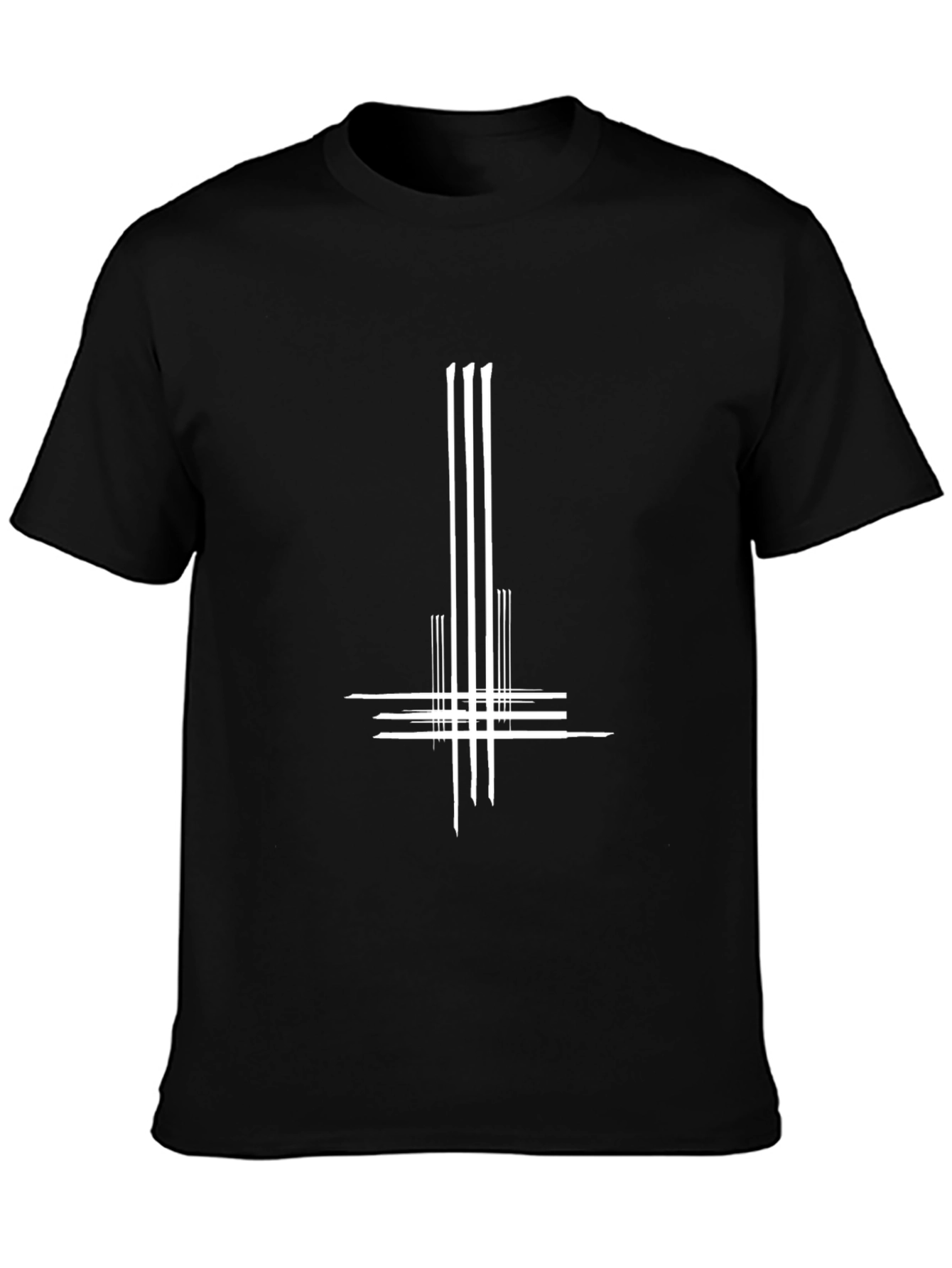 Black T-Shirt with White Inverted Cross Graphic