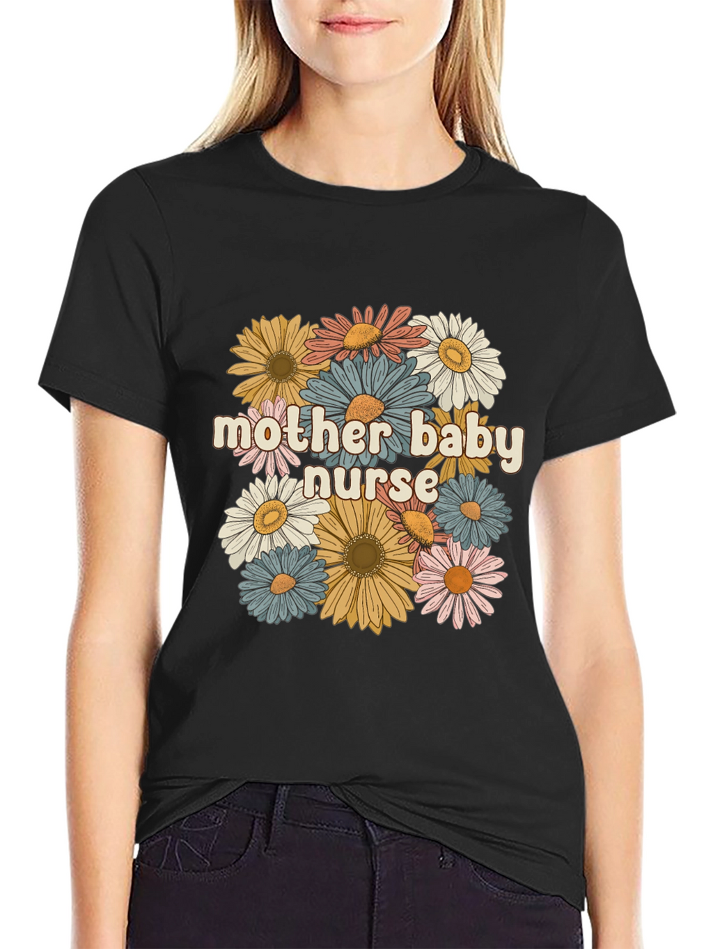Mother Baby Nurse Floral Graphic Tee