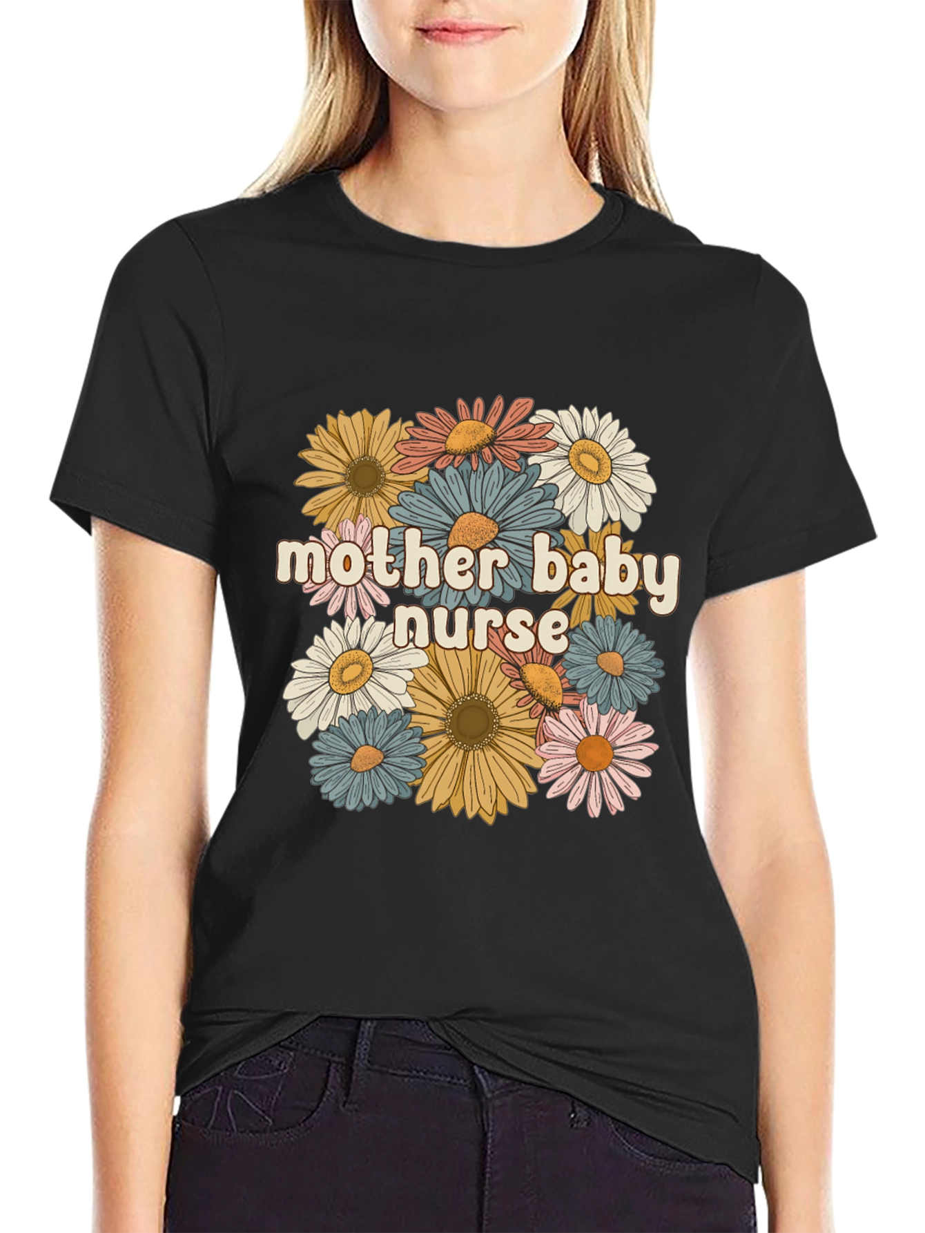 Mother Baby Nurse Floral Graphic Tee