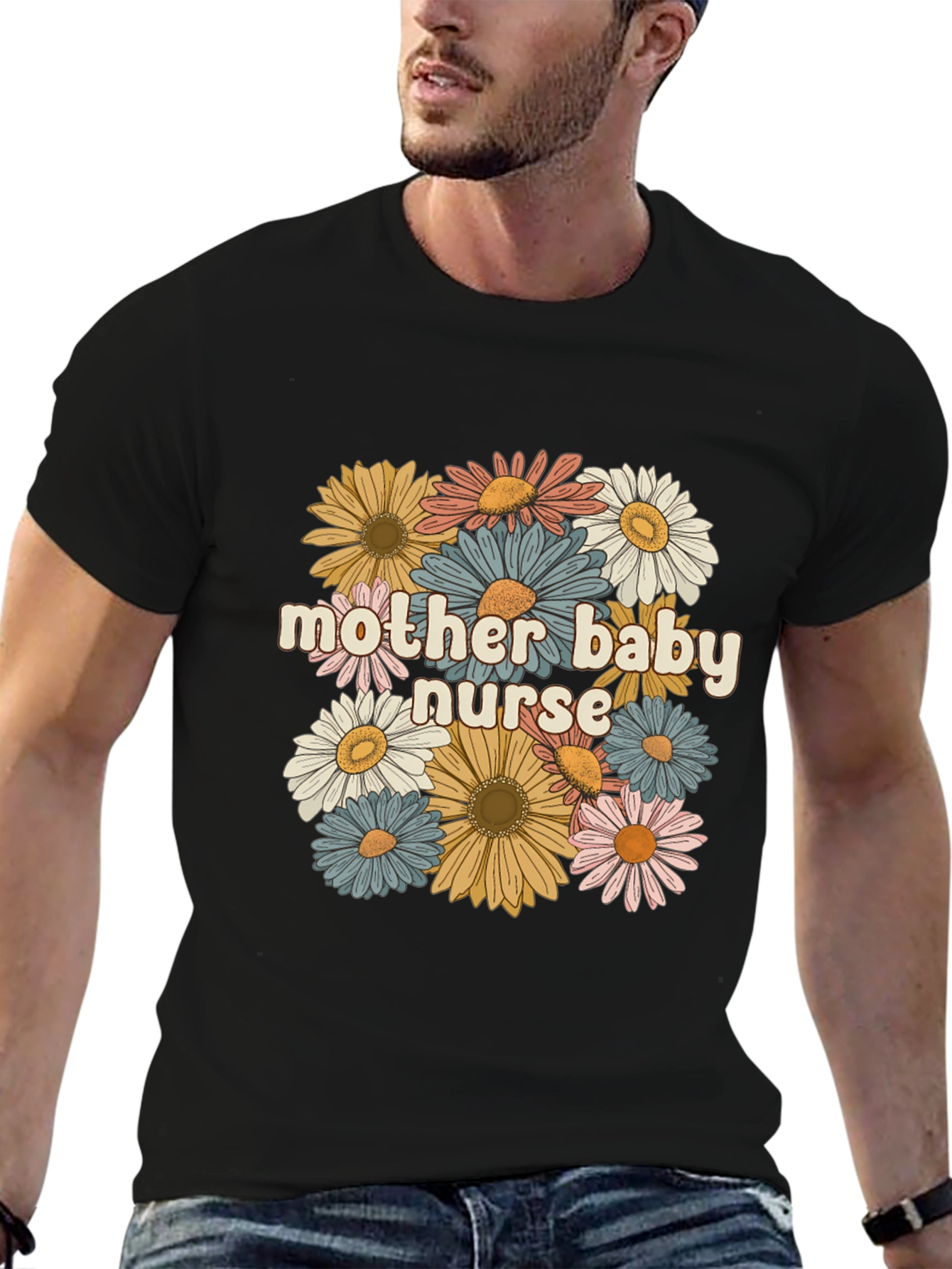 Mother Baby Nurse Floral Graphic Tee