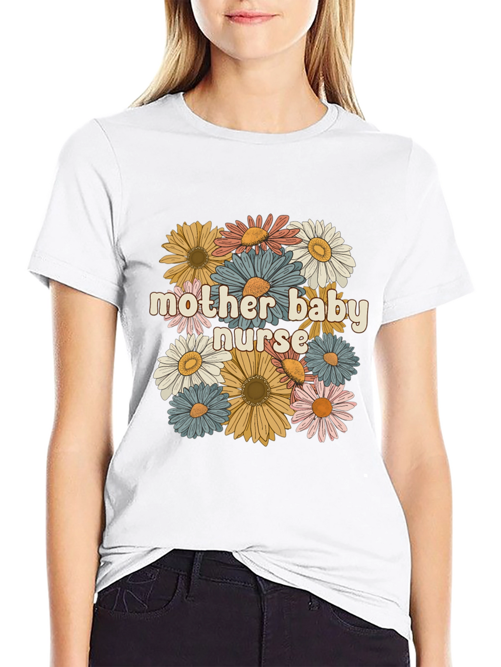 Mother Baby Nurse Floral Graphic Tee