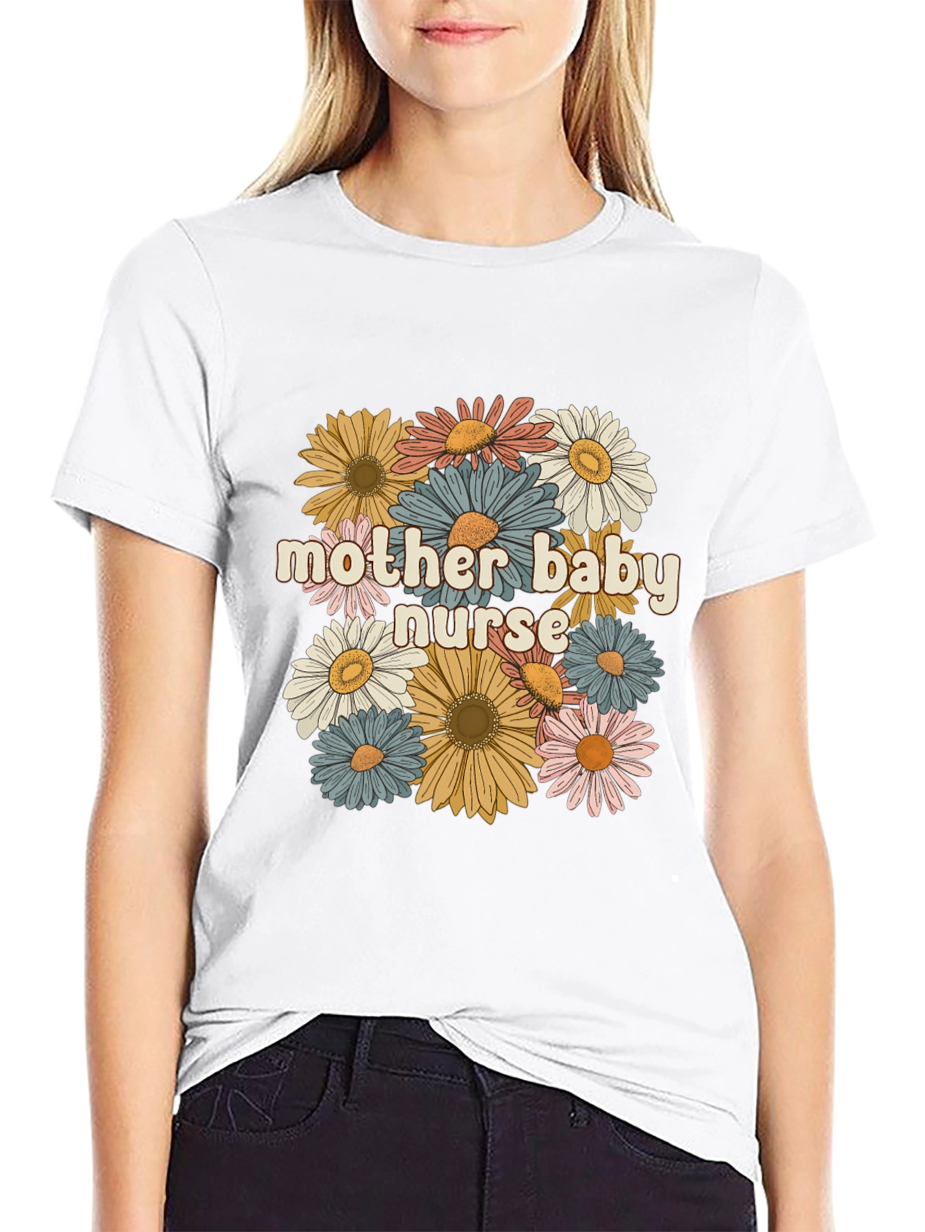 Mother Baby Nurse Floral Graphic Tee