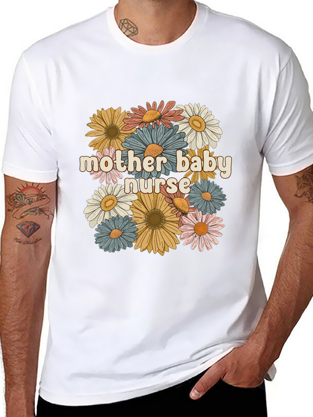 Mother Baby Nurse Floral Graphic Tee
