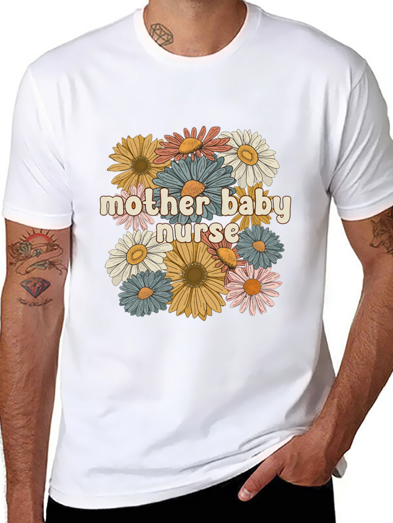 Mother Baby Nurse Floral Graphic Tee