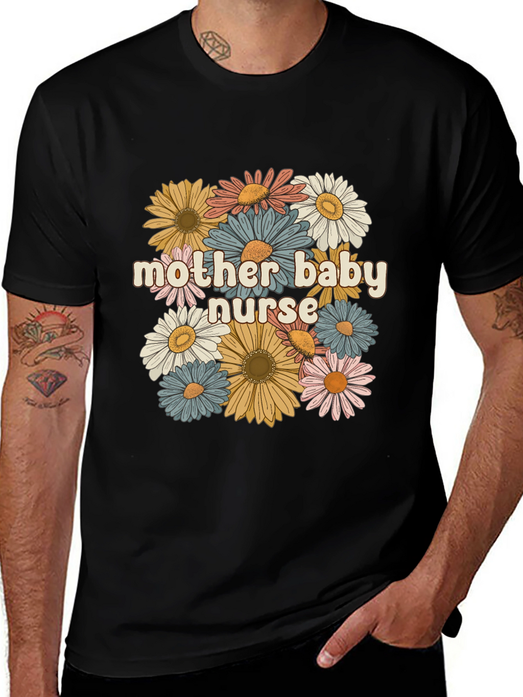 Mother Baby Nurse Floral Graphic Tee