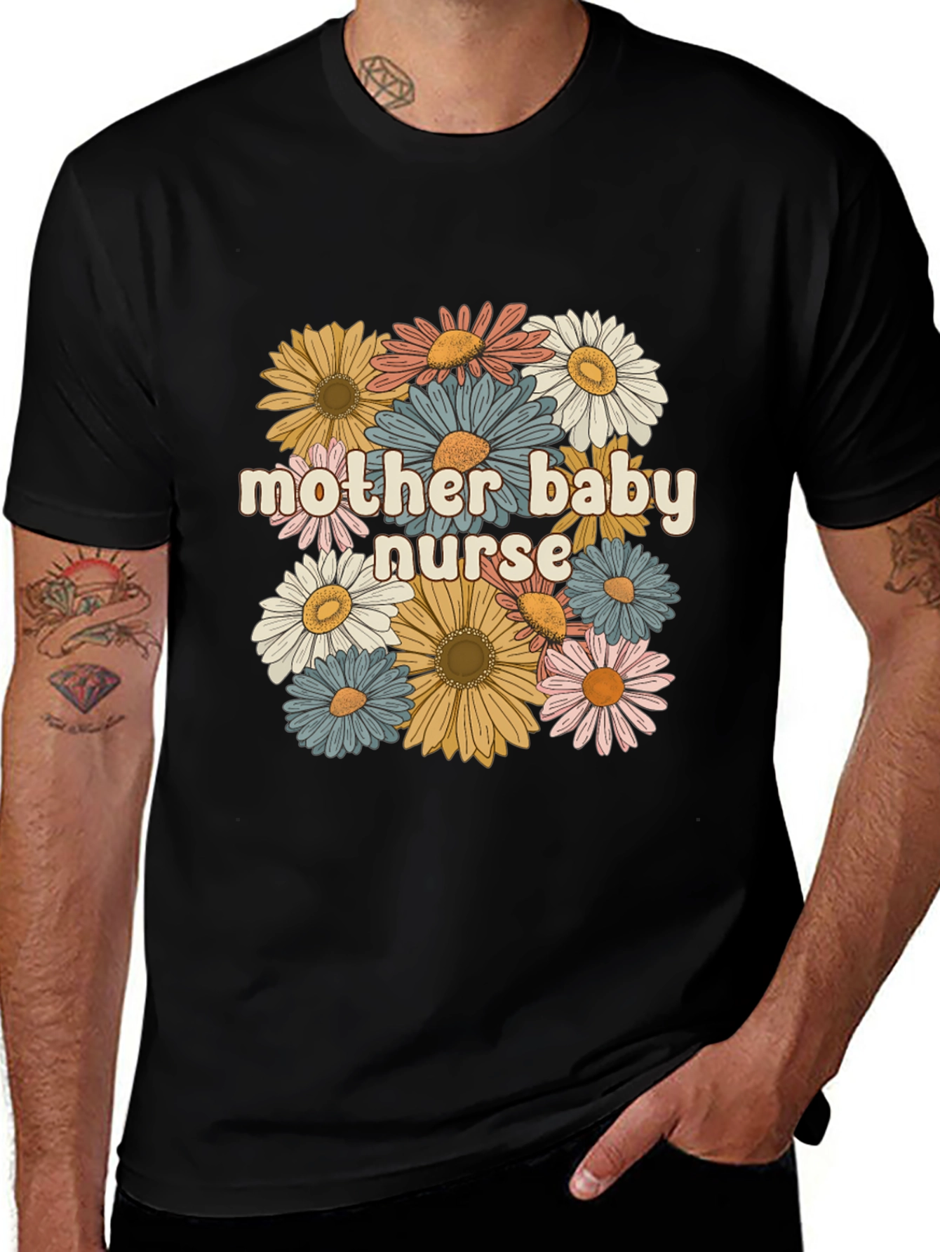 Mother Baby Nurse Floral Graphic Tee