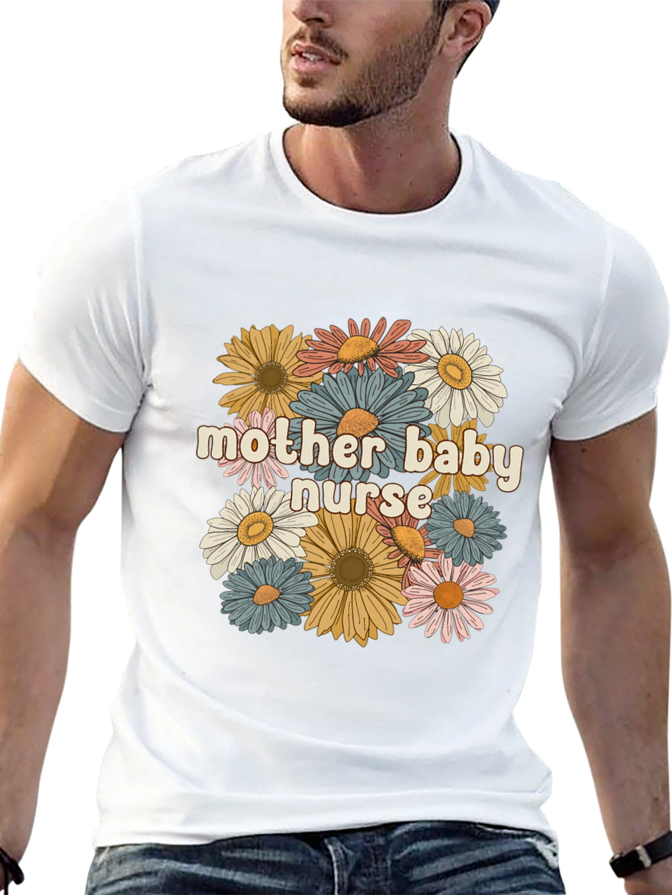 Mother Baby Nurse Floral Graphic Tee