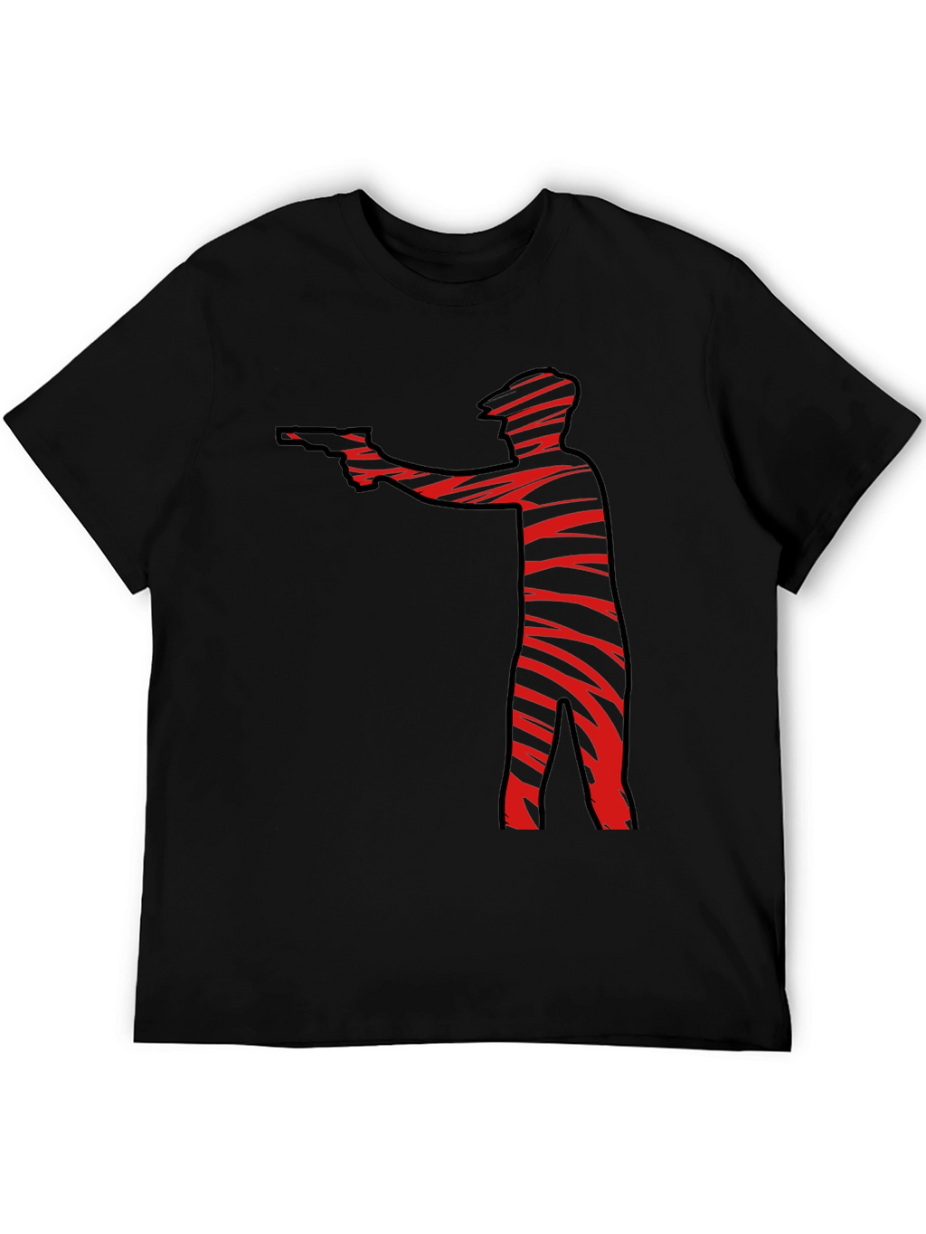 Striped Gunman Graphic Black T-Shirt