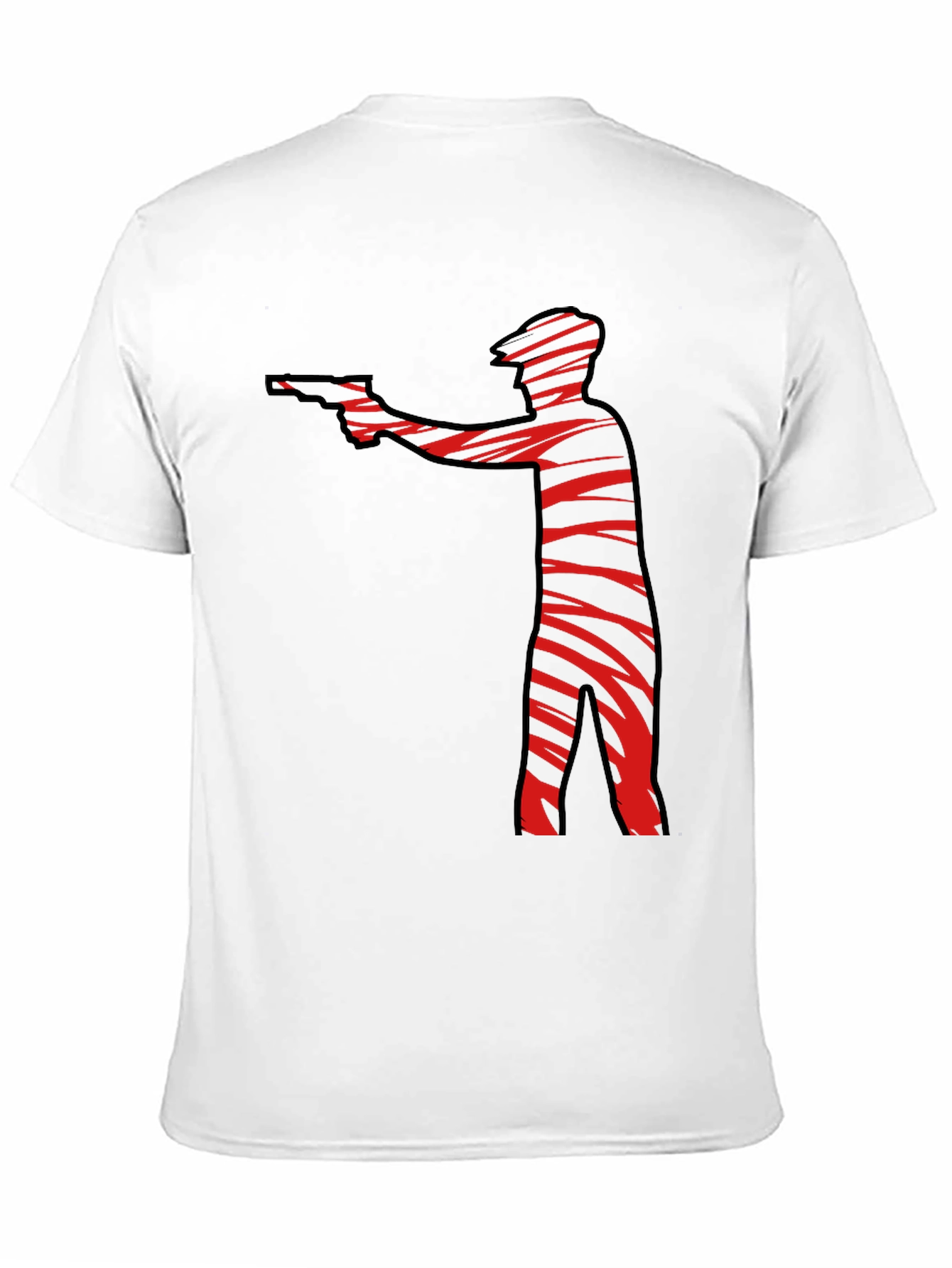 Striped Gunman Graphic Black T-Shirt