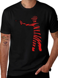 Striped Gunman Graphic Black T-Shirt