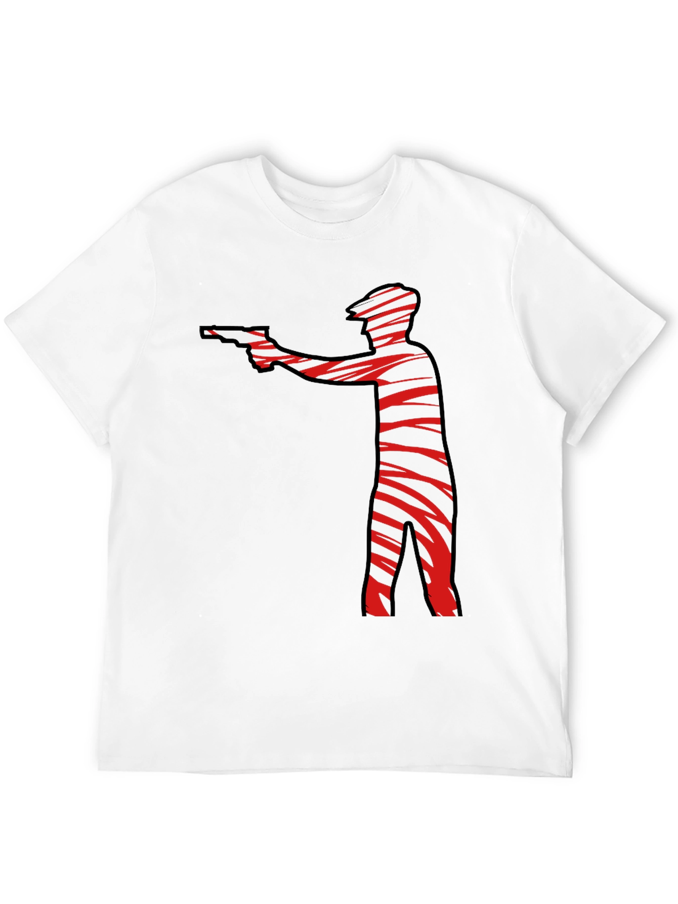 Striped Gunman Graphic Black T-Shirt
