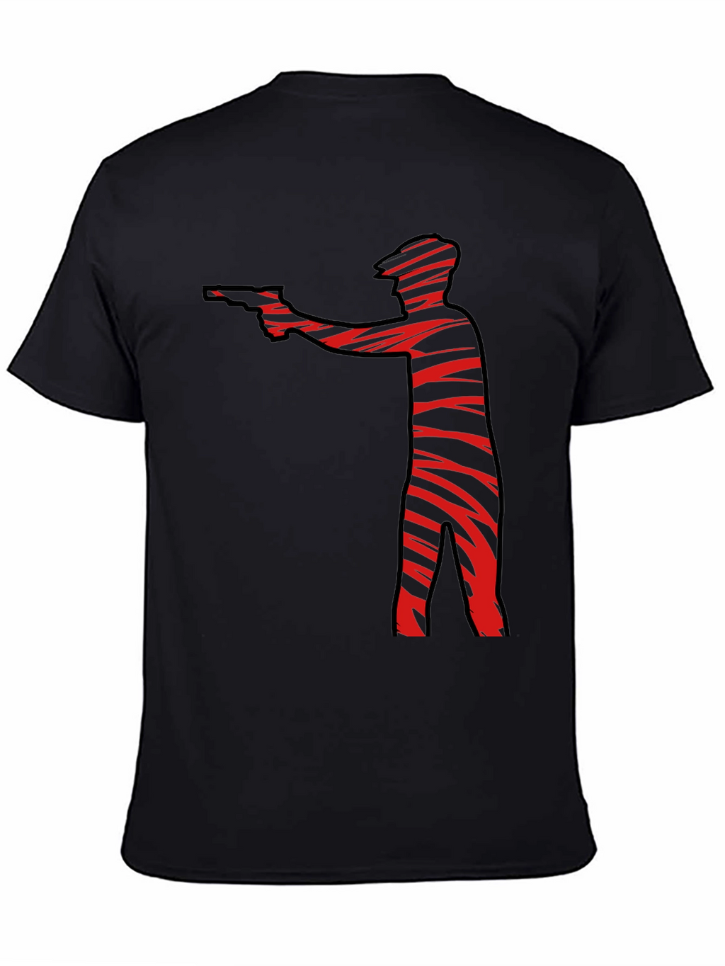 Striped Gunman Graphic Black T-Shirt