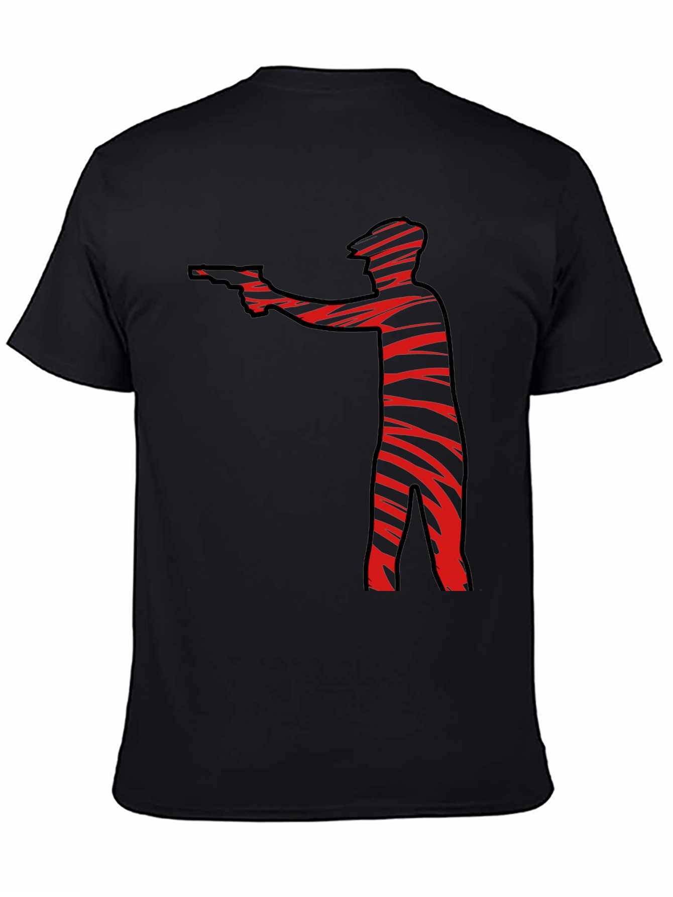 Striped Gunman Graphic Black T-Shirt