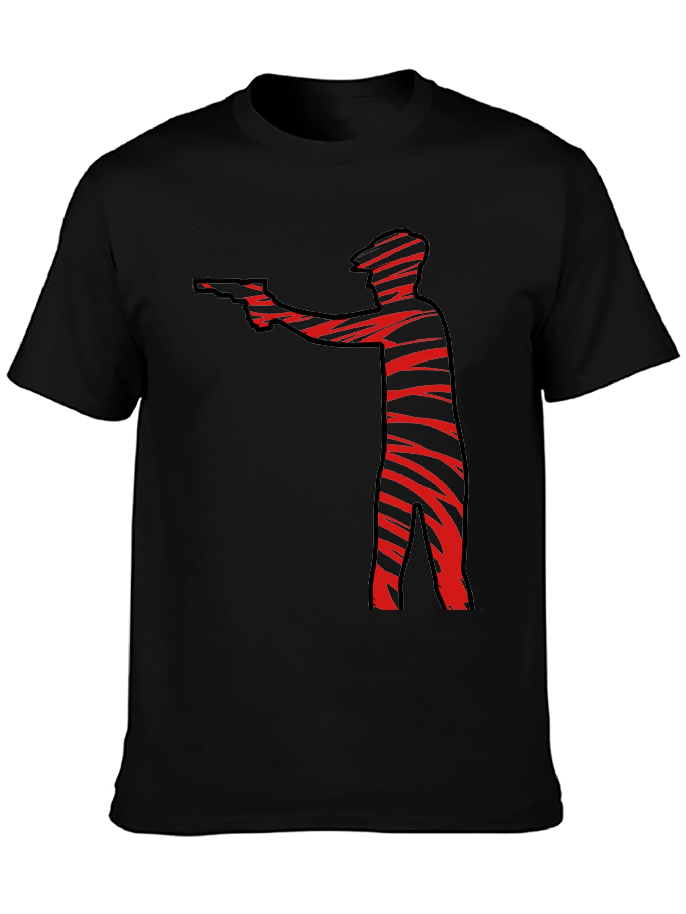 Striped Gunman Graphic Black T-Shirt