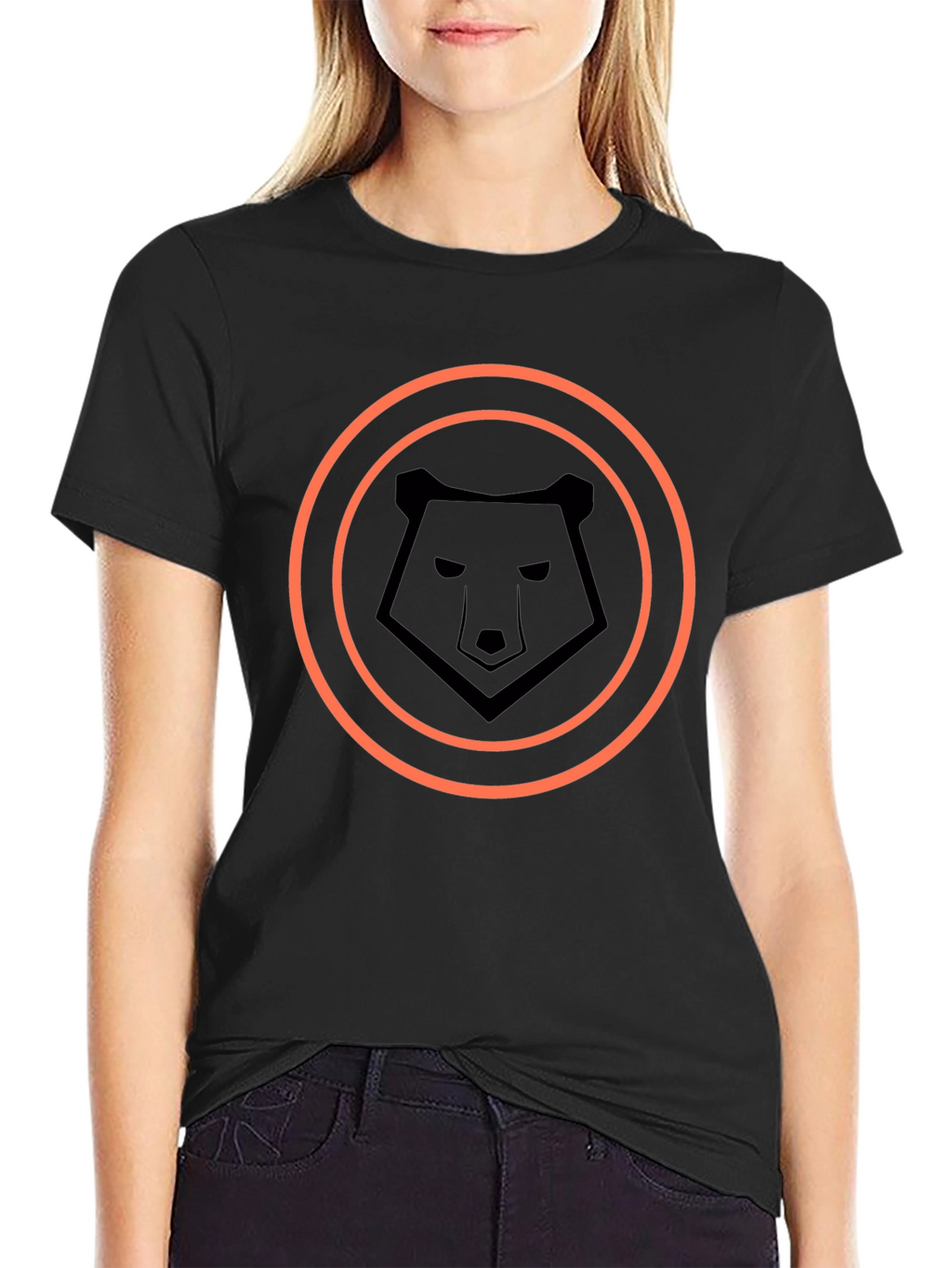 Modern Black T-Shirt with Geometric Bear Logo
