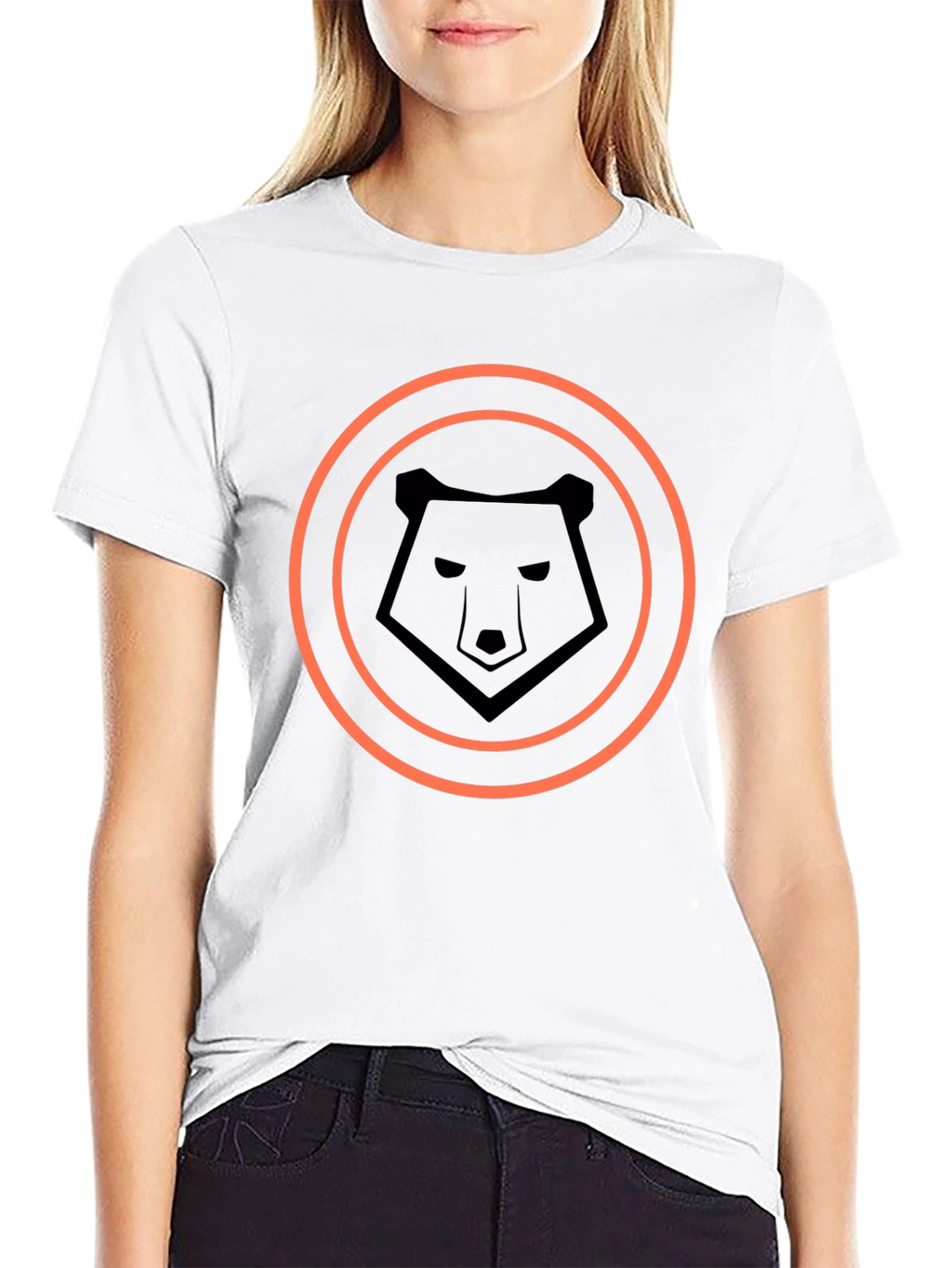 Modern Black T-Shirt with Geometric Bear Logo