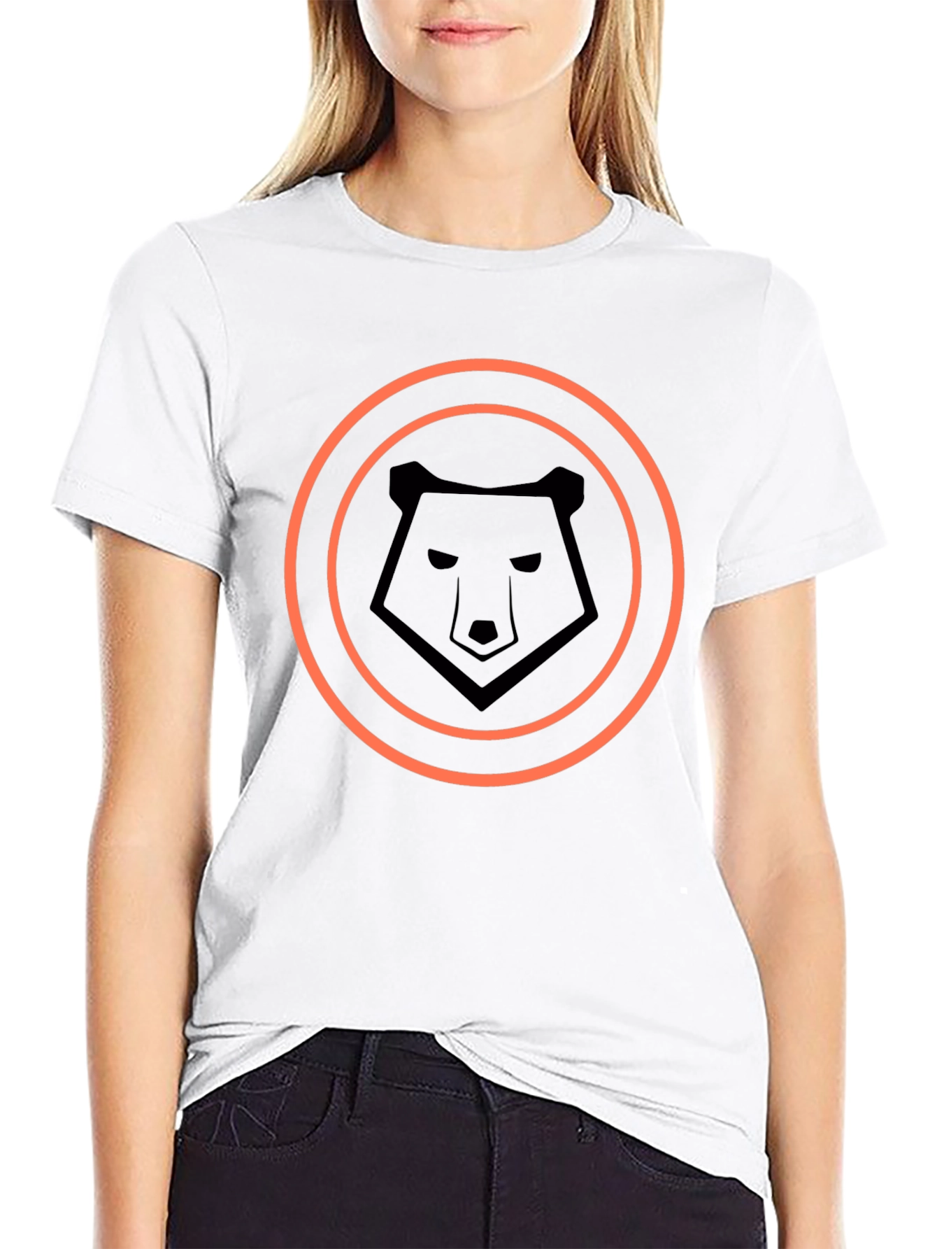 Modern Black T-Shirt with Geometric Bear Logo