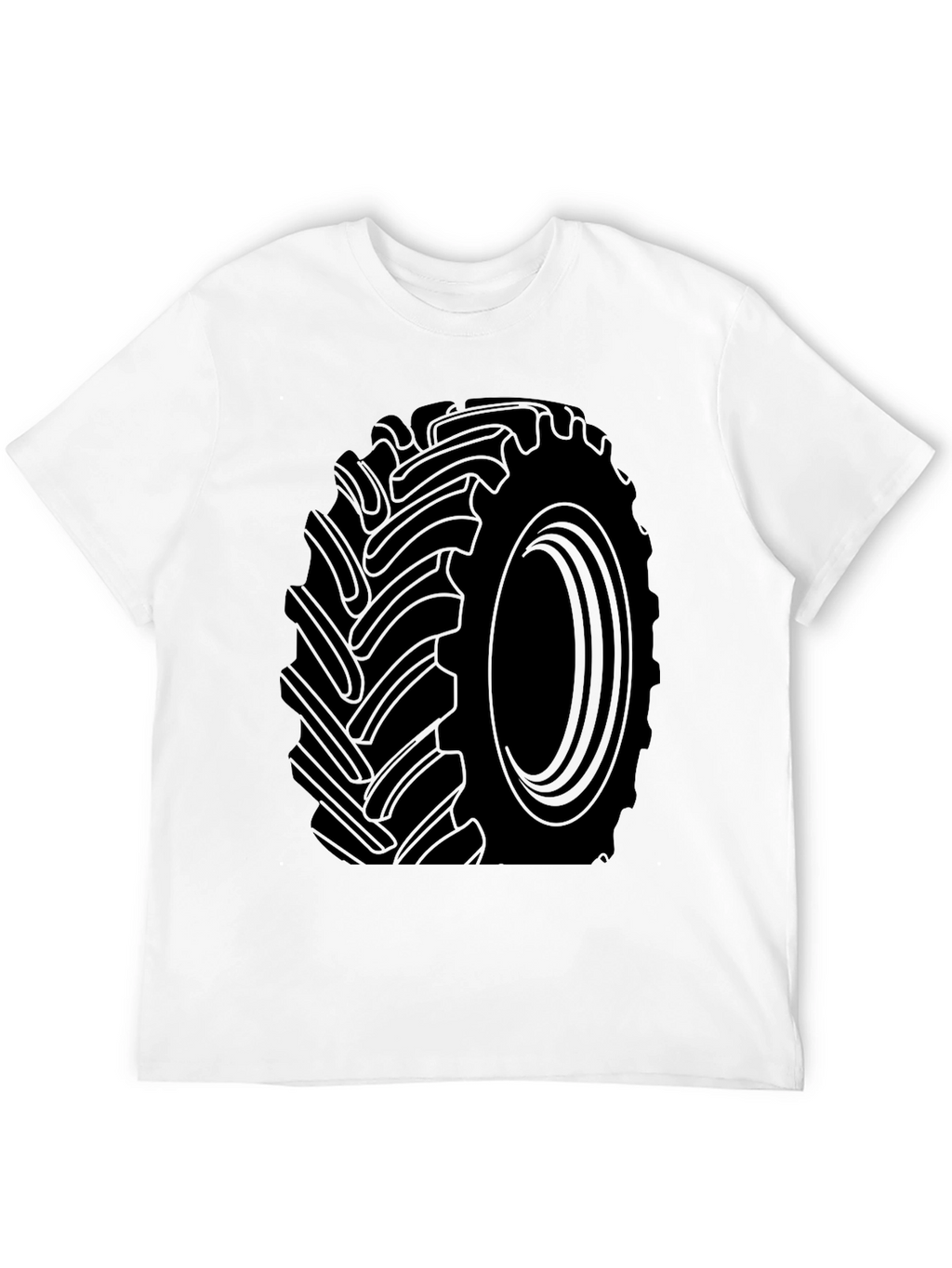 Tractor Tire Graphic Tee - Black Cotton T-Shirt
