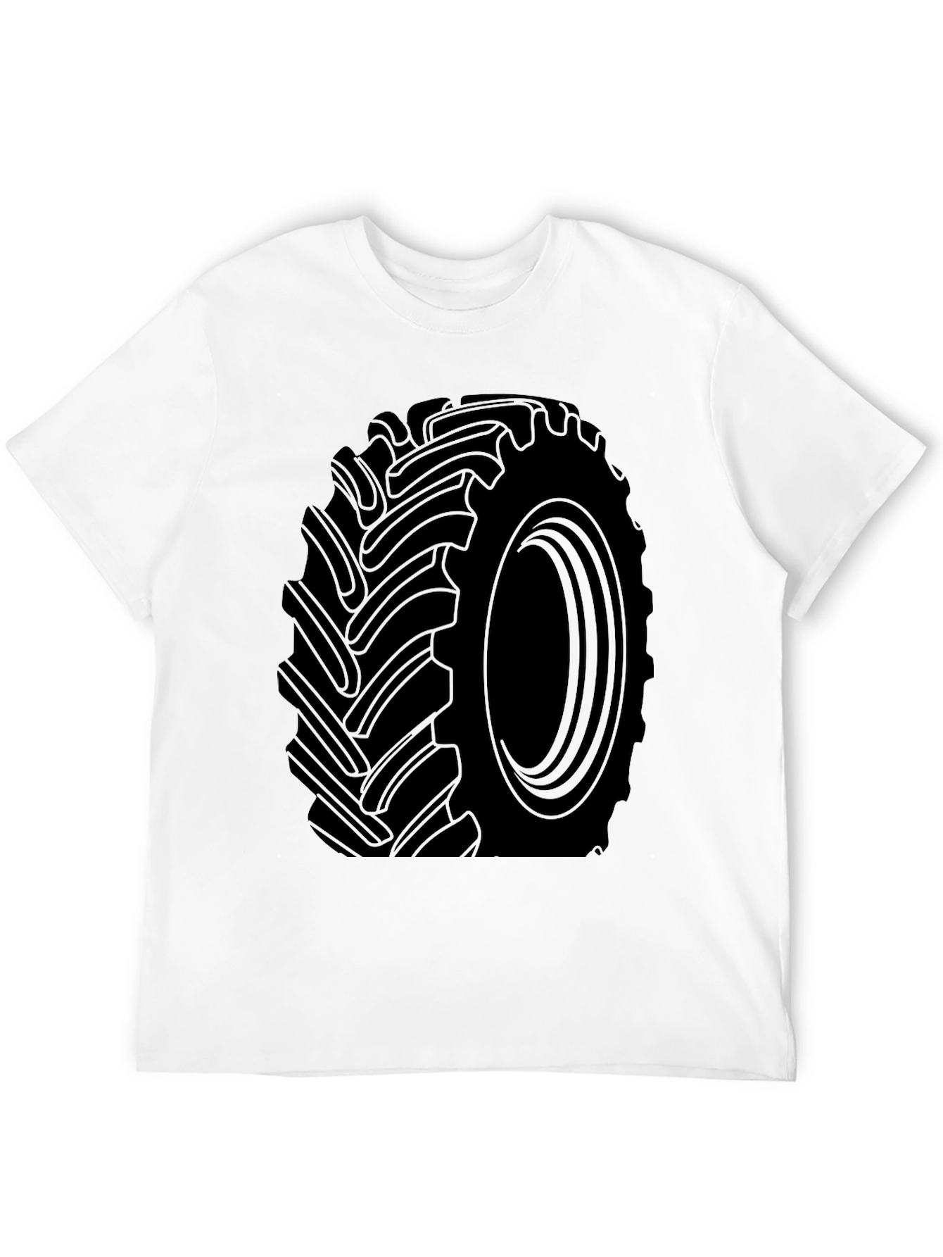 Tractor Tire Graphic Tee - Black Cotton T-Shirt
