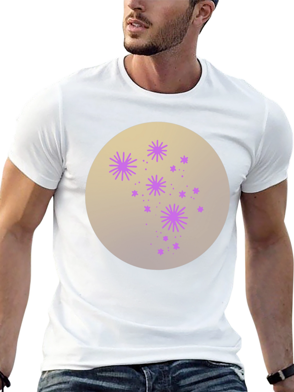 Celestial Starburst Graphic Tee - Black Cotton Blend
