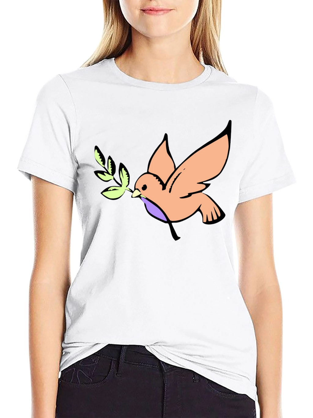 Peace Dove Graphic Tee - Black Cotton T-Shirt